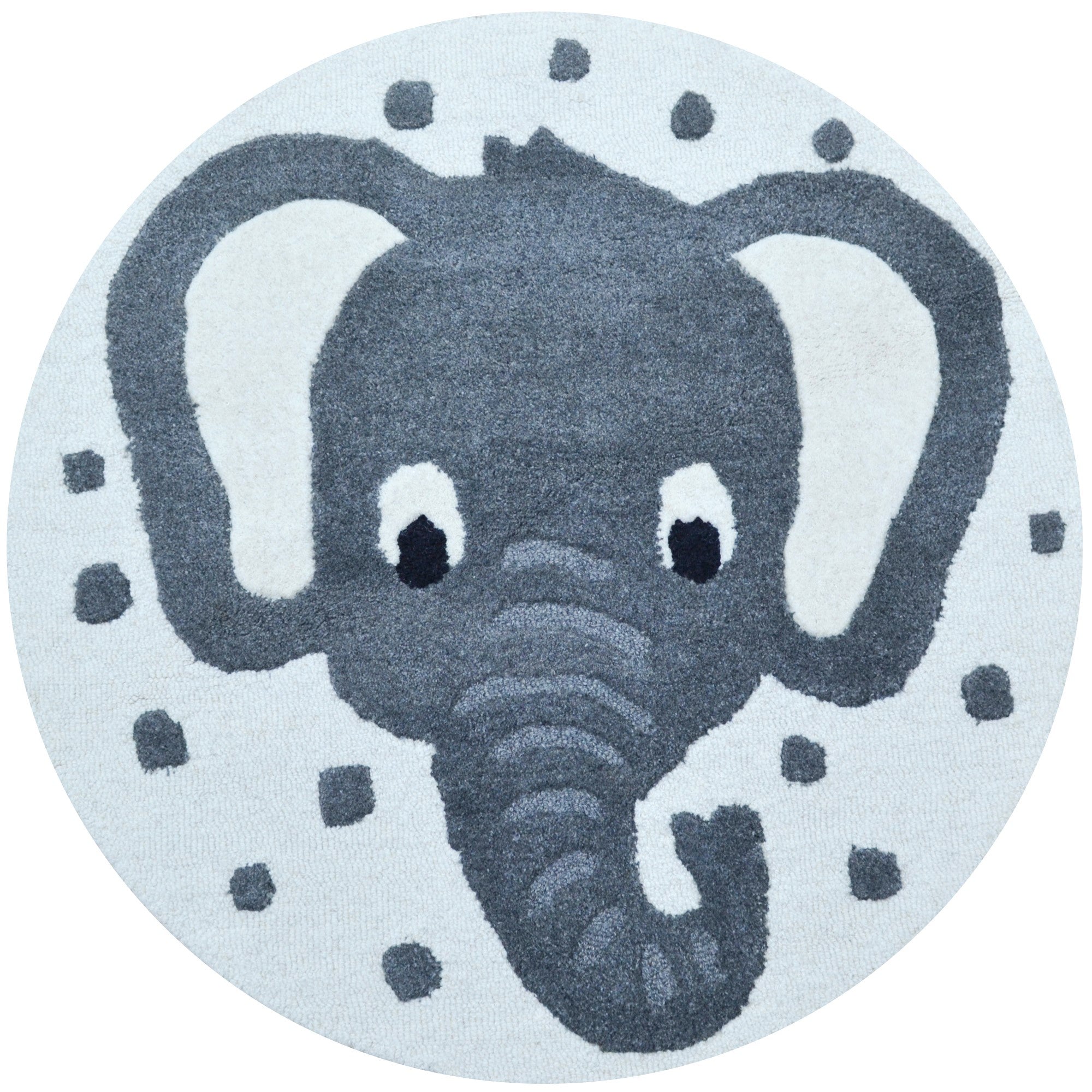 Handmade Elephant Wool Rug-6433-IVORY/GREY-100x100cm