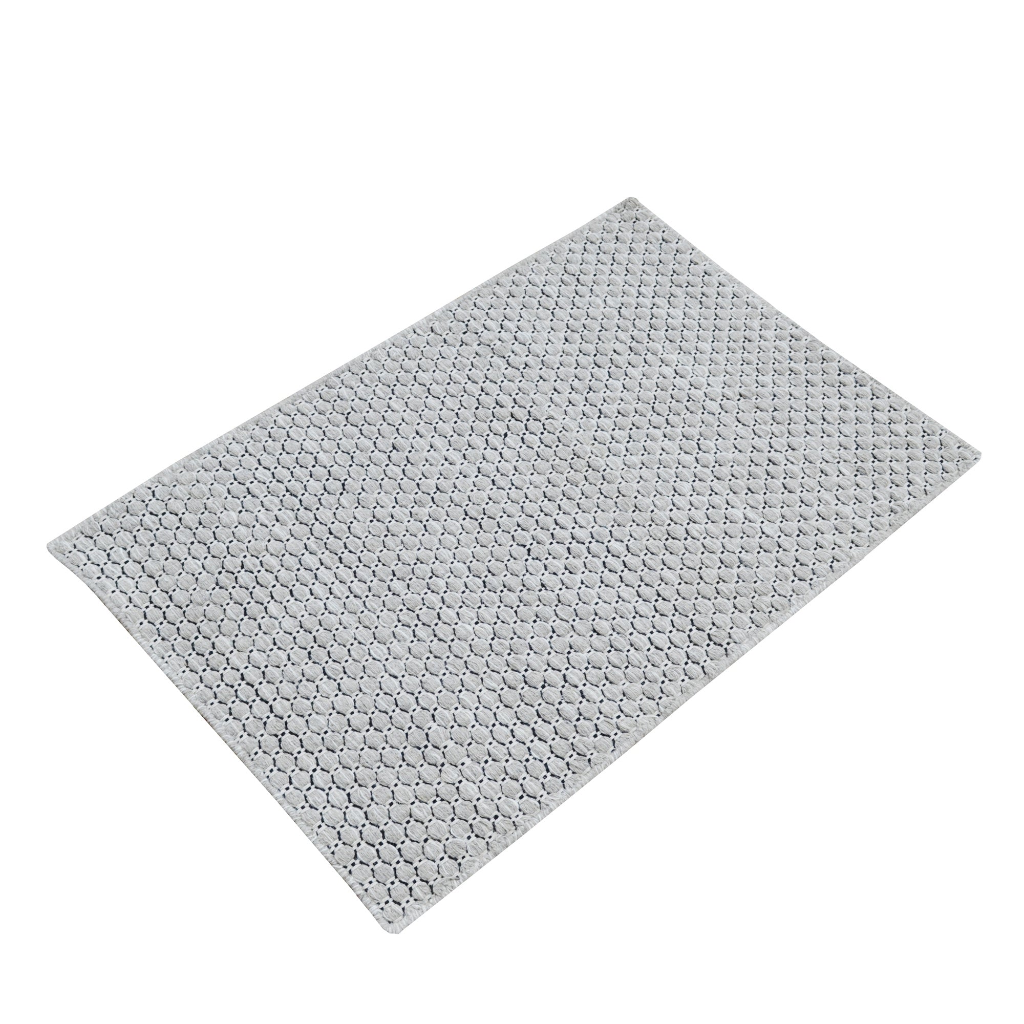 Handwoven Marble Wool Rug-6423-Silver-60x90cm