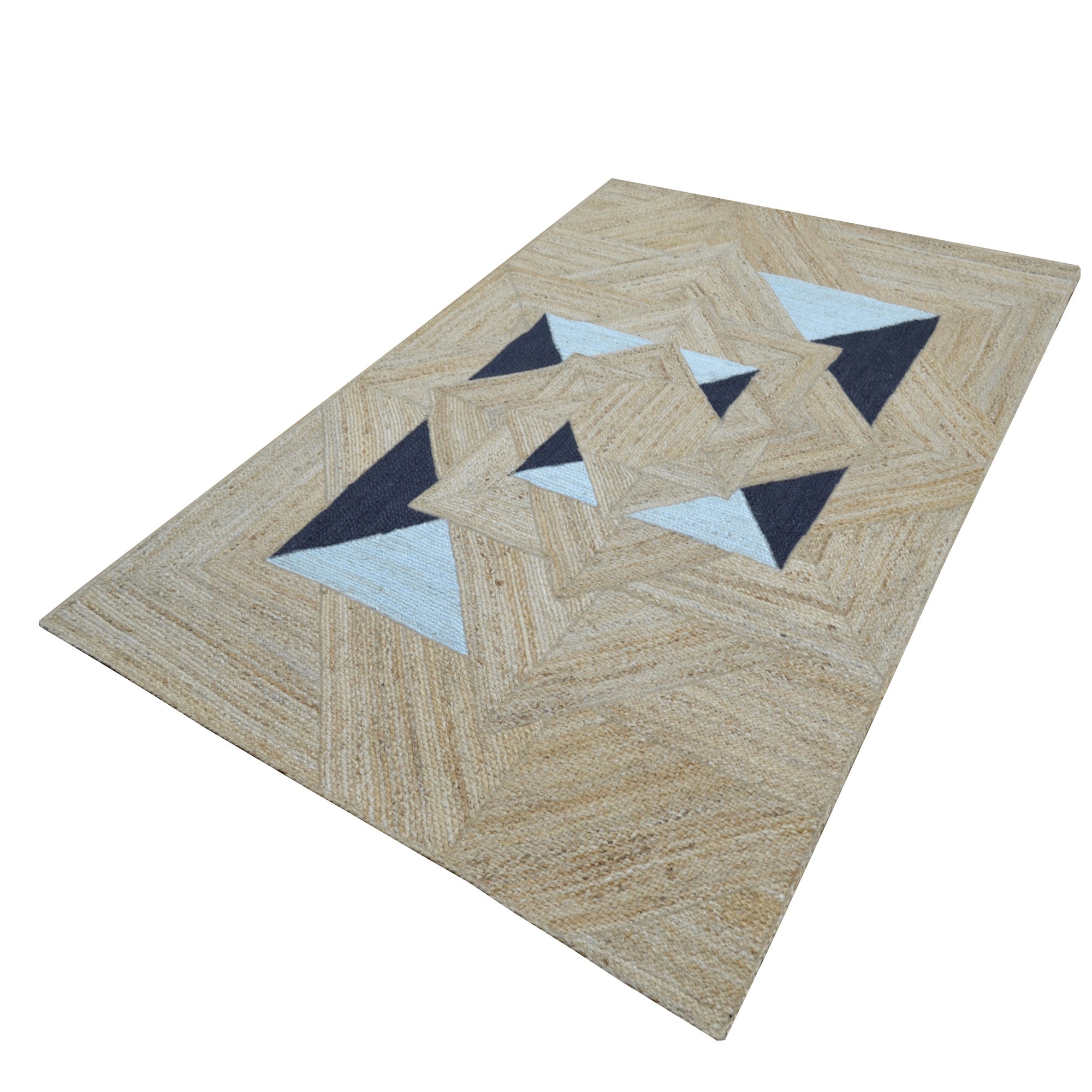 Handwoven Patchwork Jute Rug-1148-Natural-110X160cm