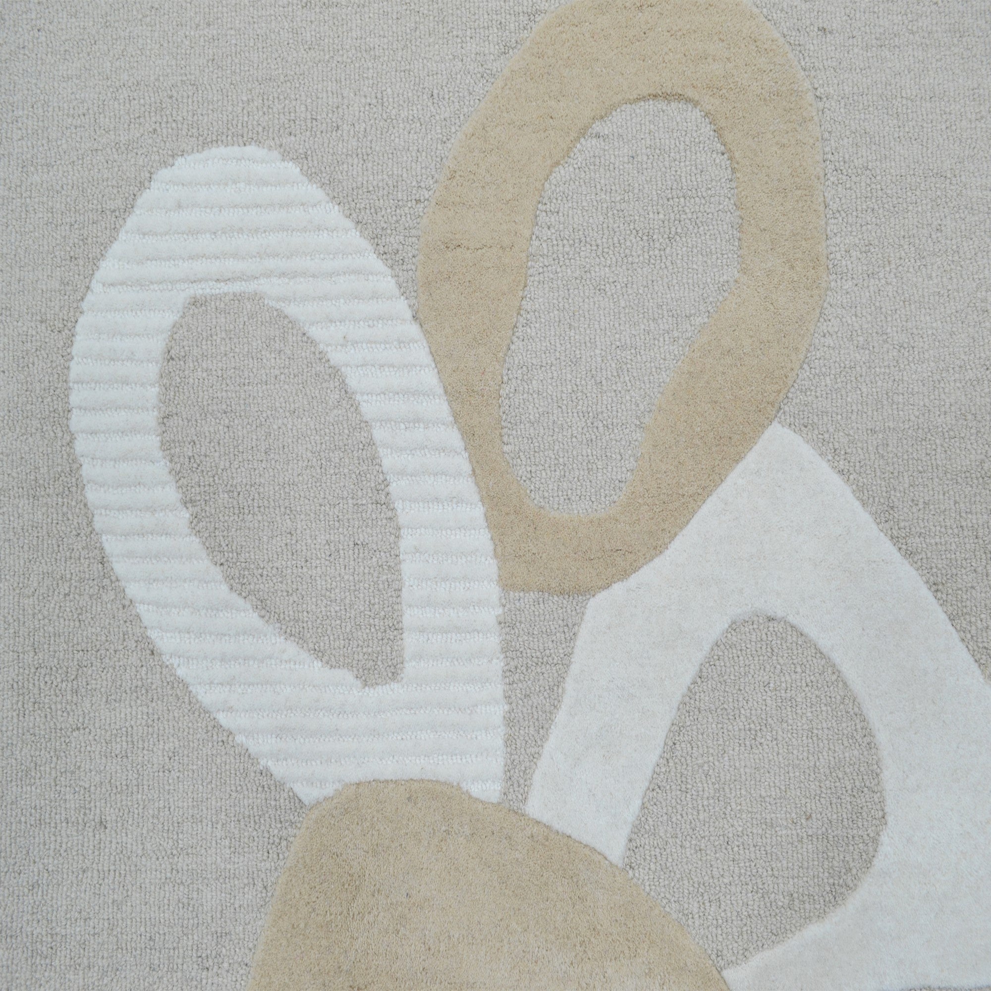 Handmade Contemporary Wool Rug-6431-BEIGE/IVORY-110x160cm