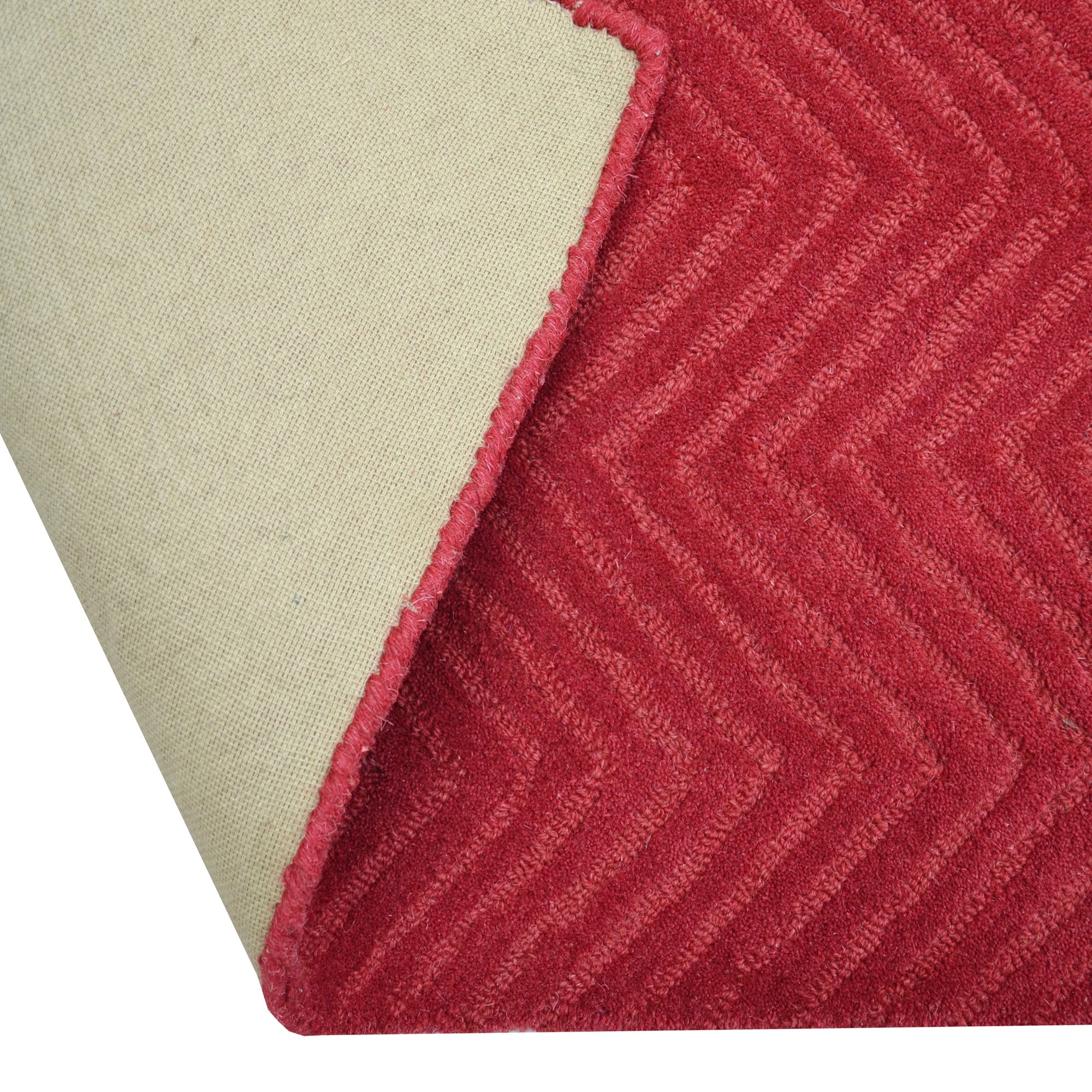 Handmade Chevron Wool Rug- 6439- Red -60x90cm