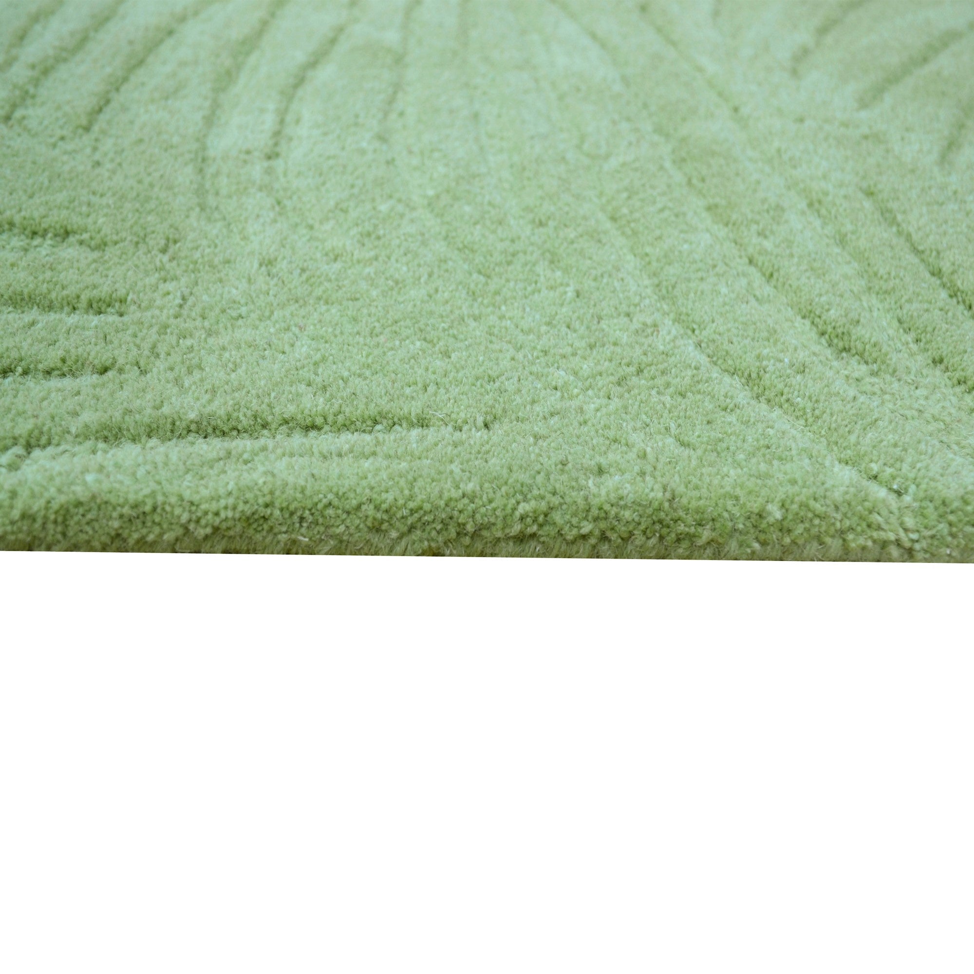 Handmade Leaf Wool Rug-6425-Sage Green-110x160cm