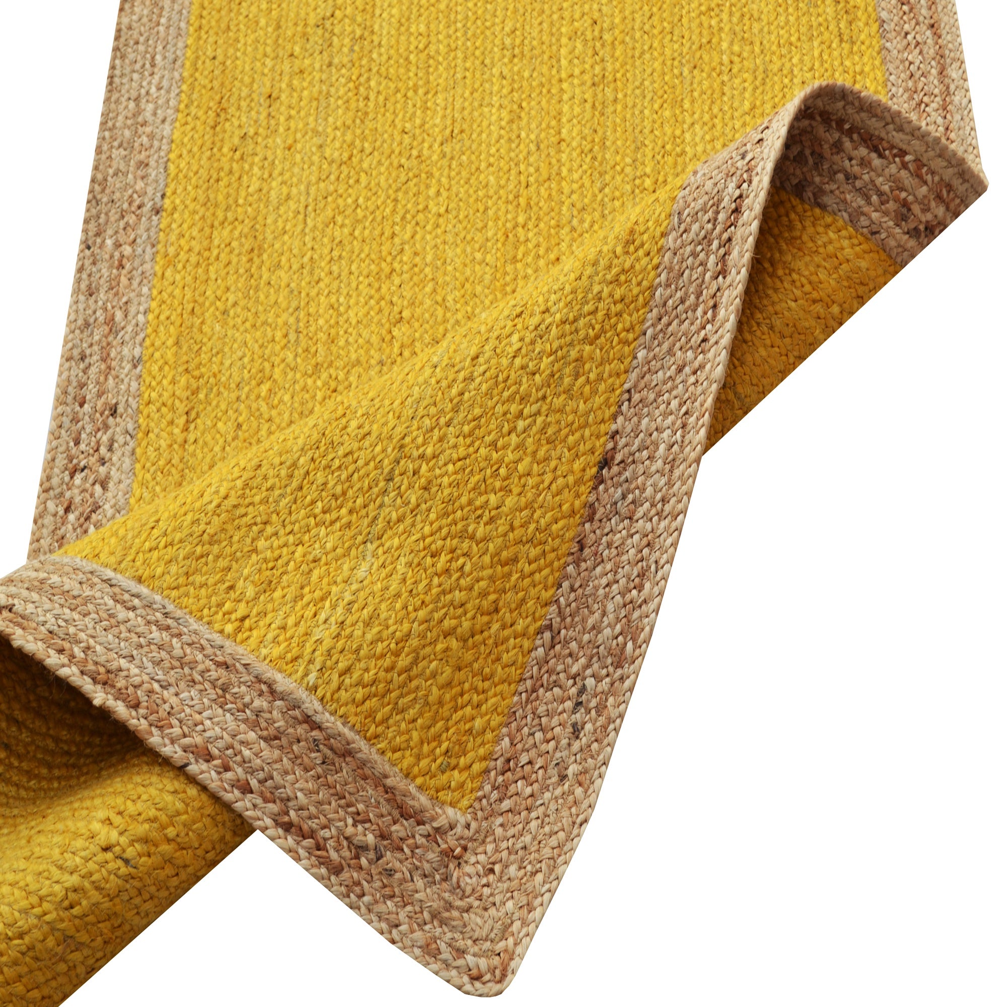 Handwoven Border Jute Rug-1147-Natural/Gold-80X150cm