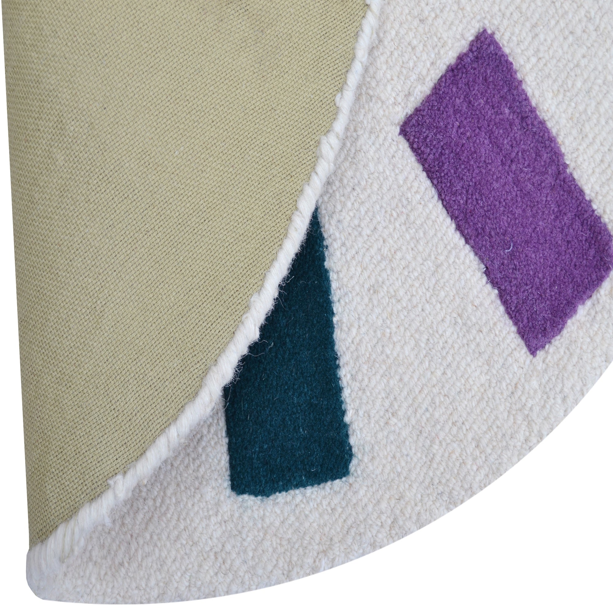 Handmade Kids Clock Wool Rug- Ivory/Multi-90x90cm
