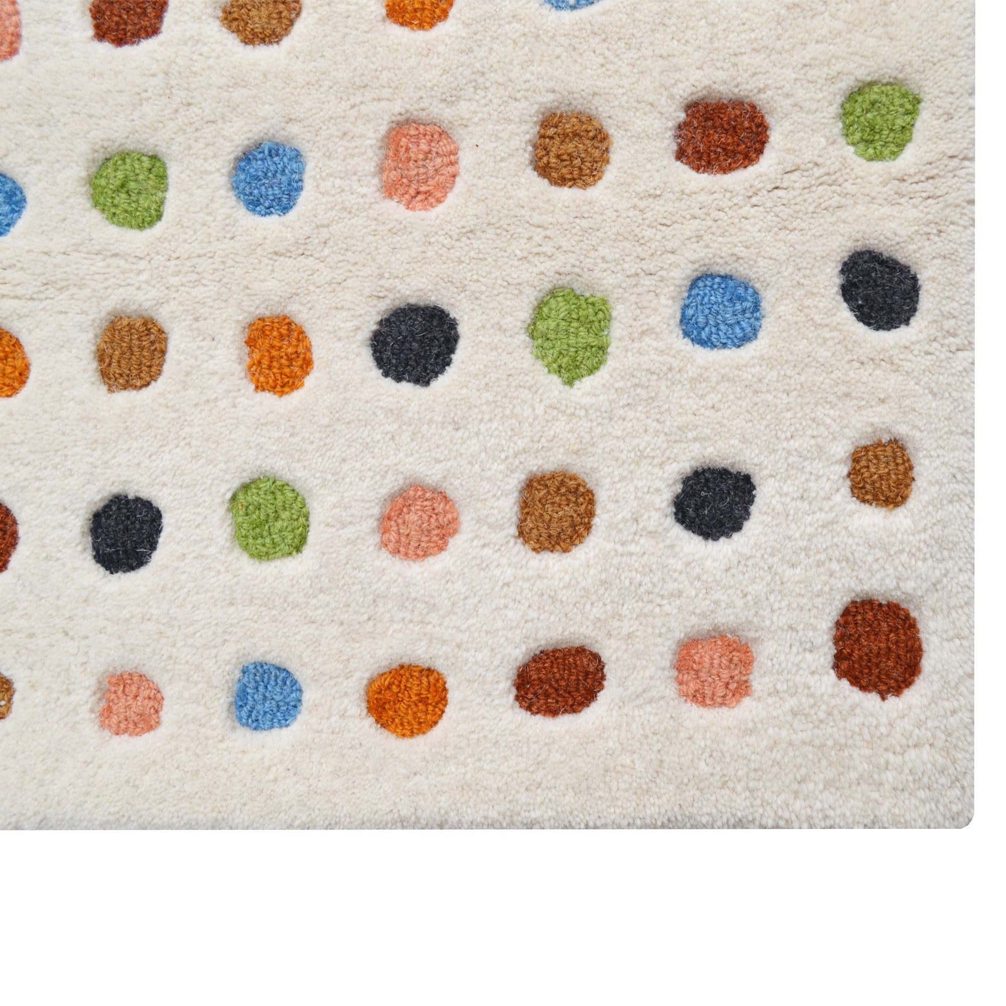 Handtufted Wool Rug-Dot 6449-Ivory/Multi-80X150cm
