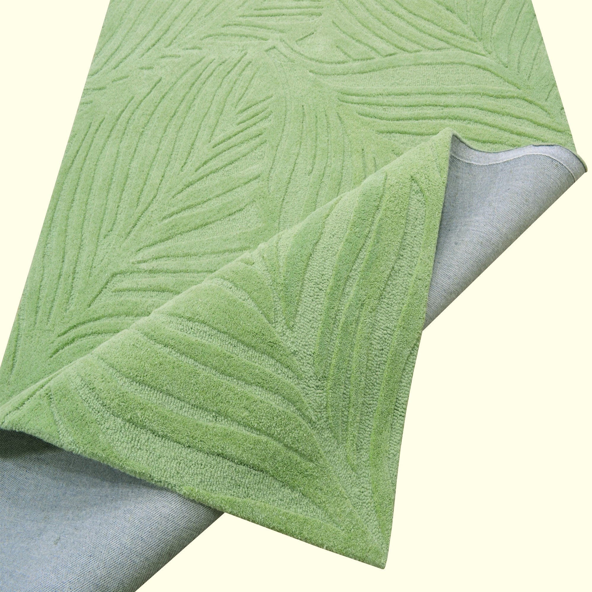 Handmade Leaf Wool Rug-6425-Sage Green-110x160cm
