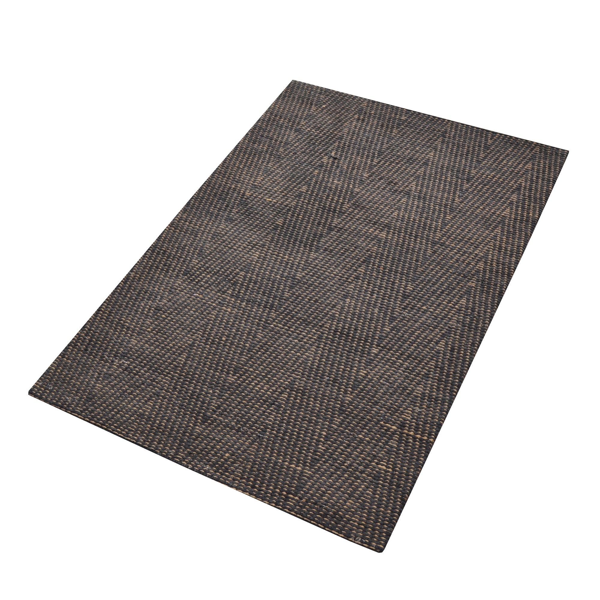 Handwoven Chevron Jute Rug-6419-Charcoal/Silver-60x90cm