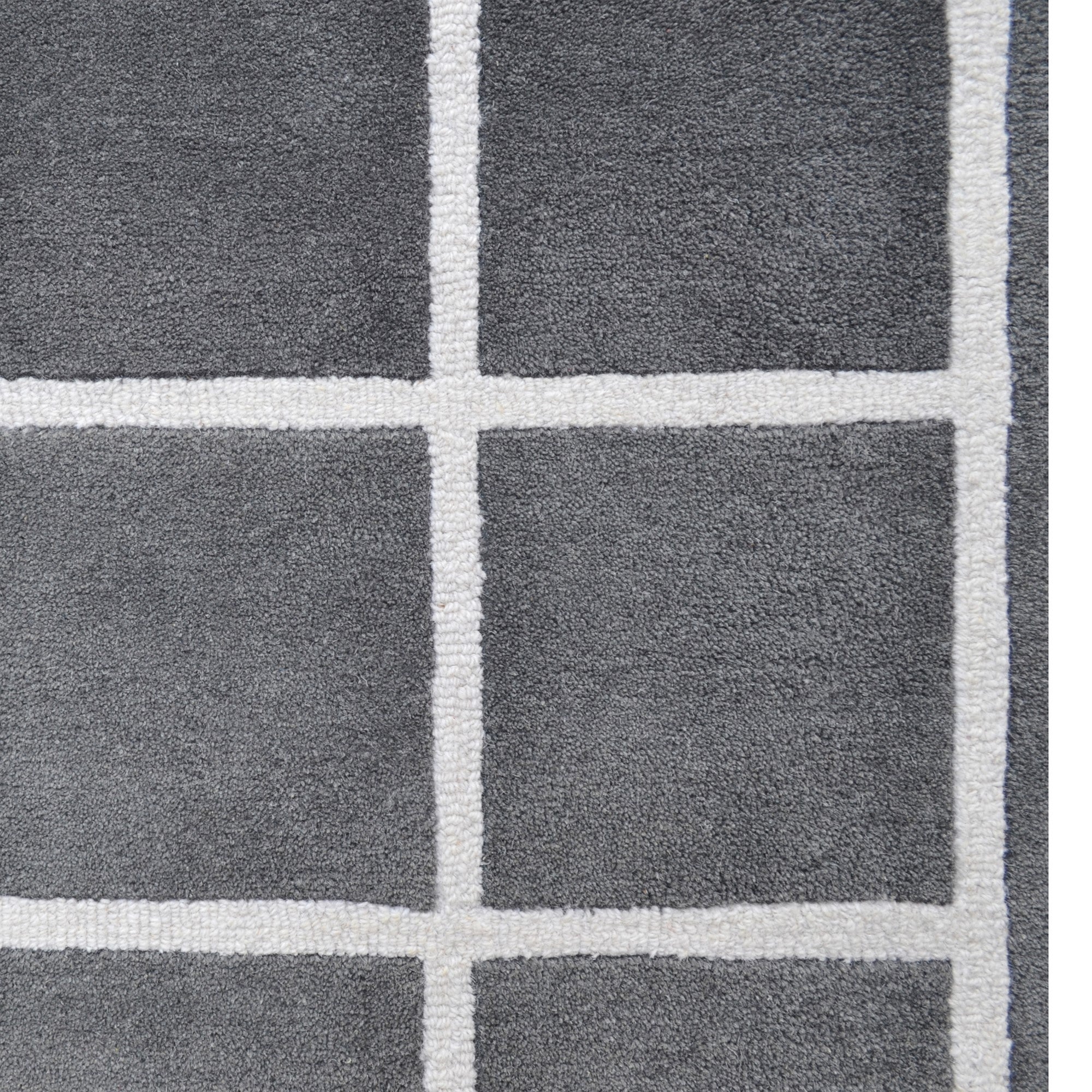 Checker Wool Rug-Box 6422-Grey/Ivory-110x160cm