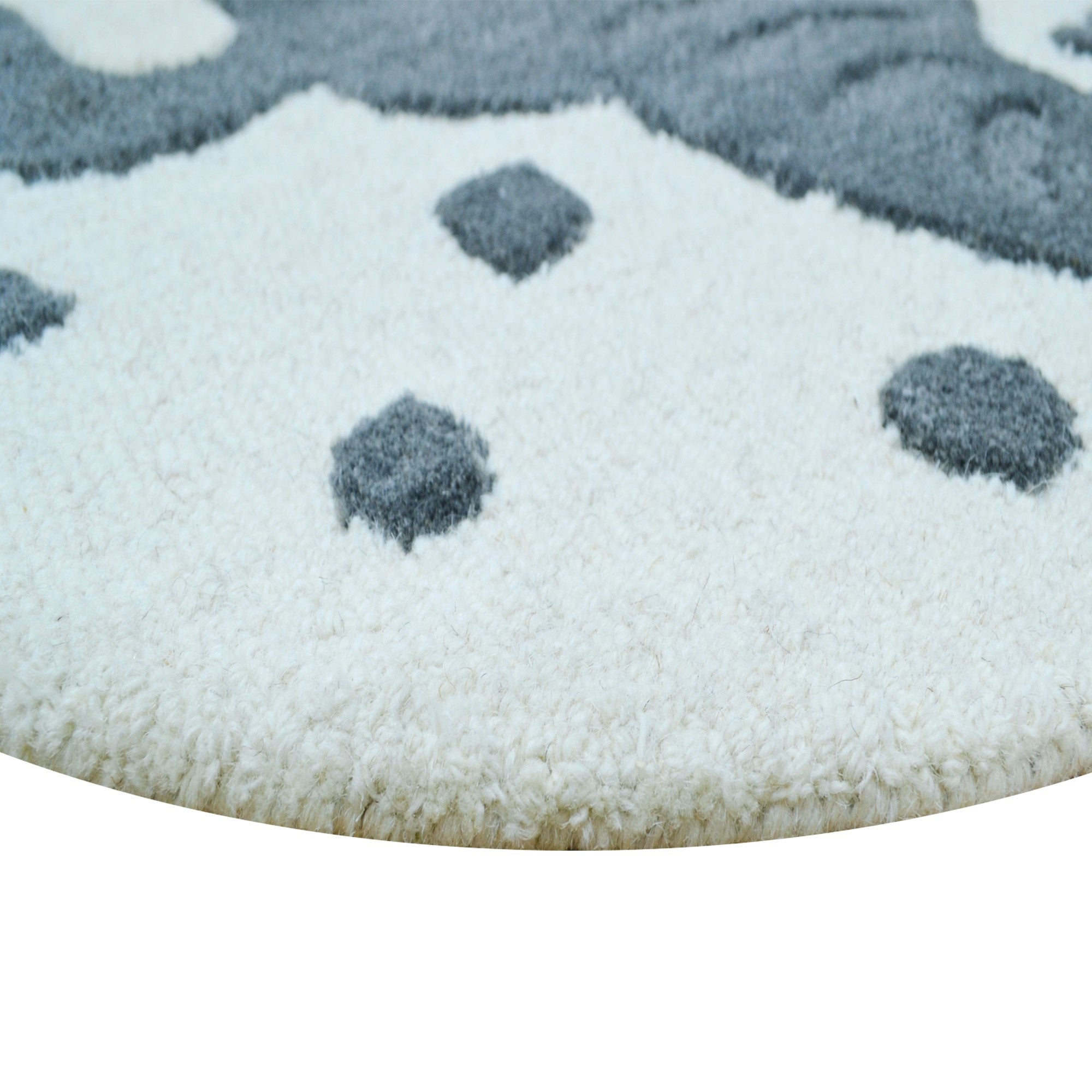Handmade Elephant Wool Rug-6433-IVORY/GREY-100x100cm