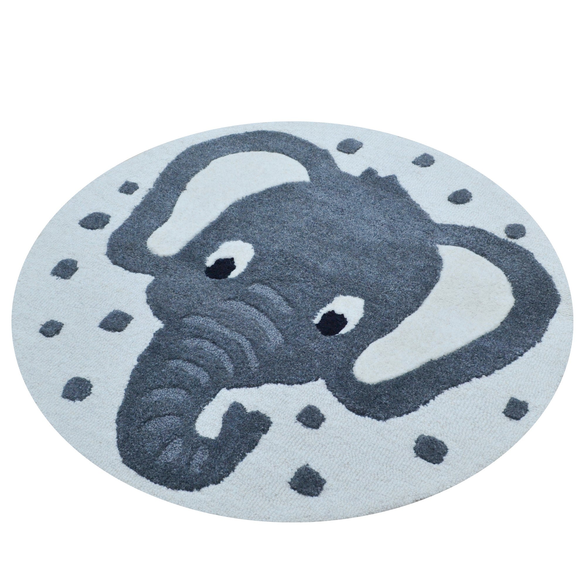 Handmade Elephant Wool Rug-6433-IVORY/GREY-100x100cm