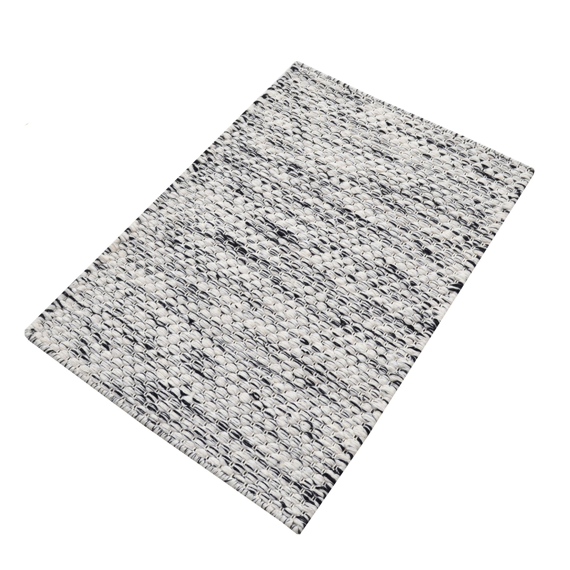 Handwoven Marble Wool Rug-6423-IVORY/CHARCOAL-60x90cm