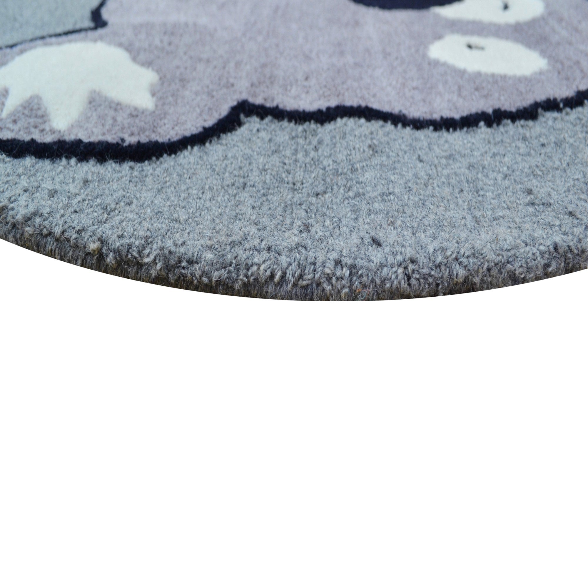 Handmade BEAR Wool Rug-6434-Grey-100x100cm