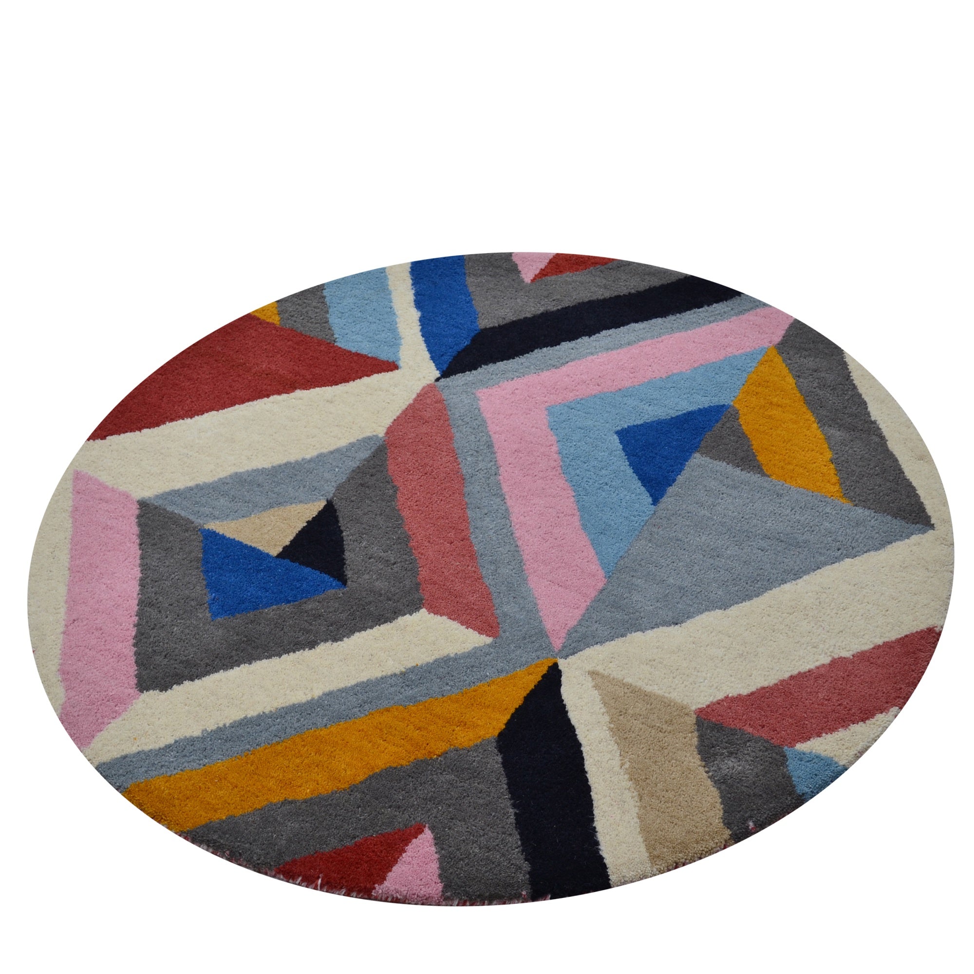 Handmade Woollen Round Rugs-Decotex 6440-Multi-100x100cm