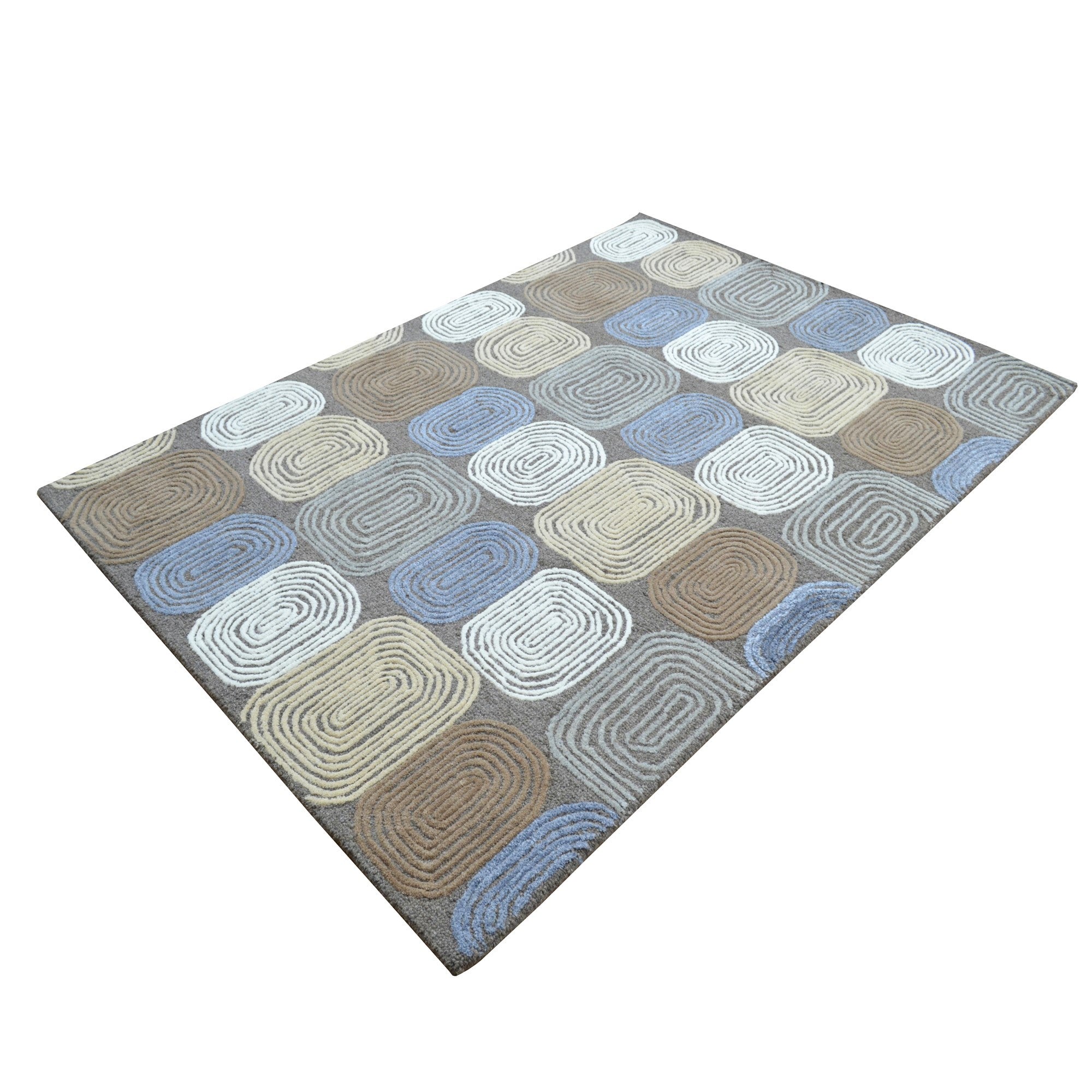 Handmade Brook Wool Rug-6366-Brown Multi-110X160cm