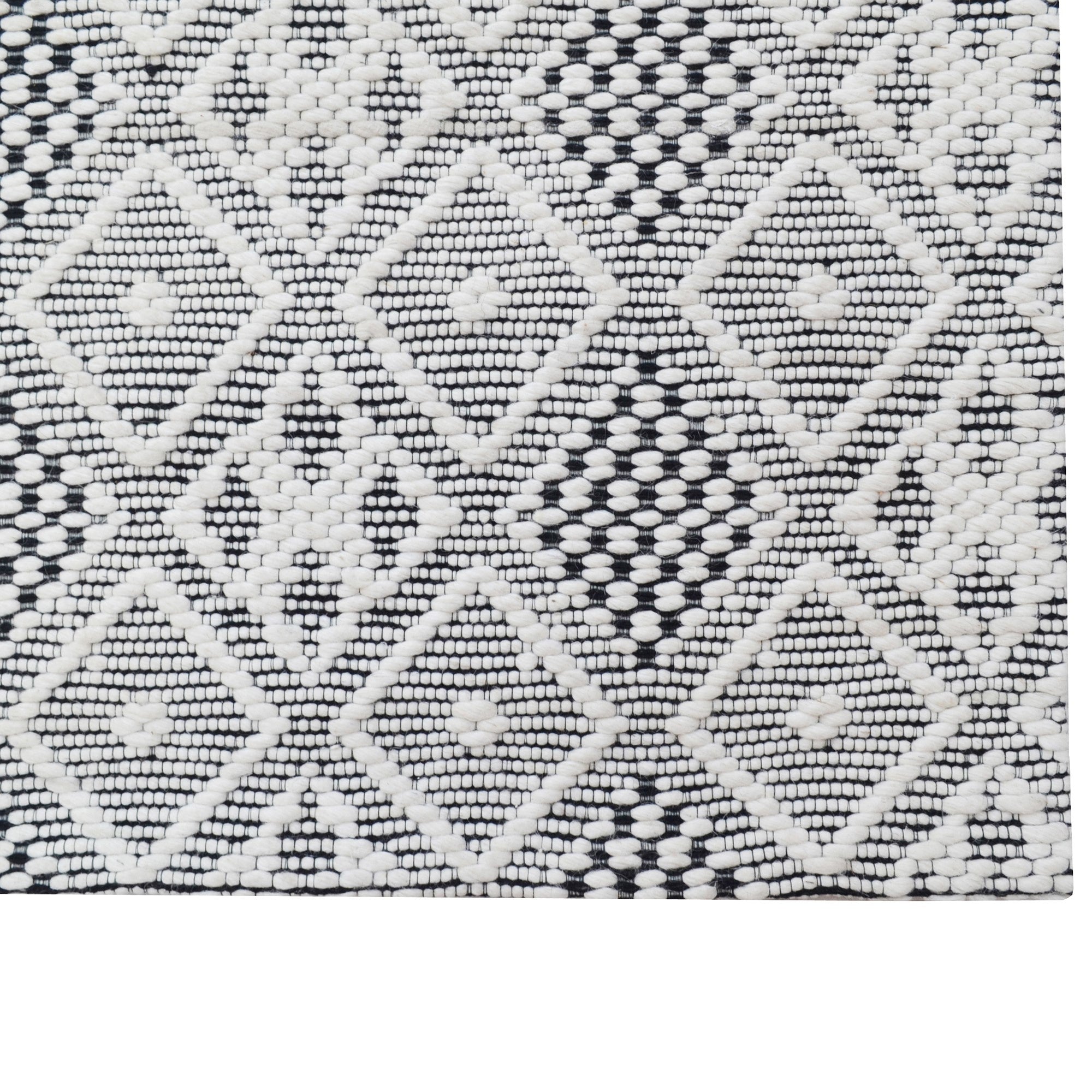 Handwoven Wool Rug-Miami 504-Ivory/Black-160x230cm