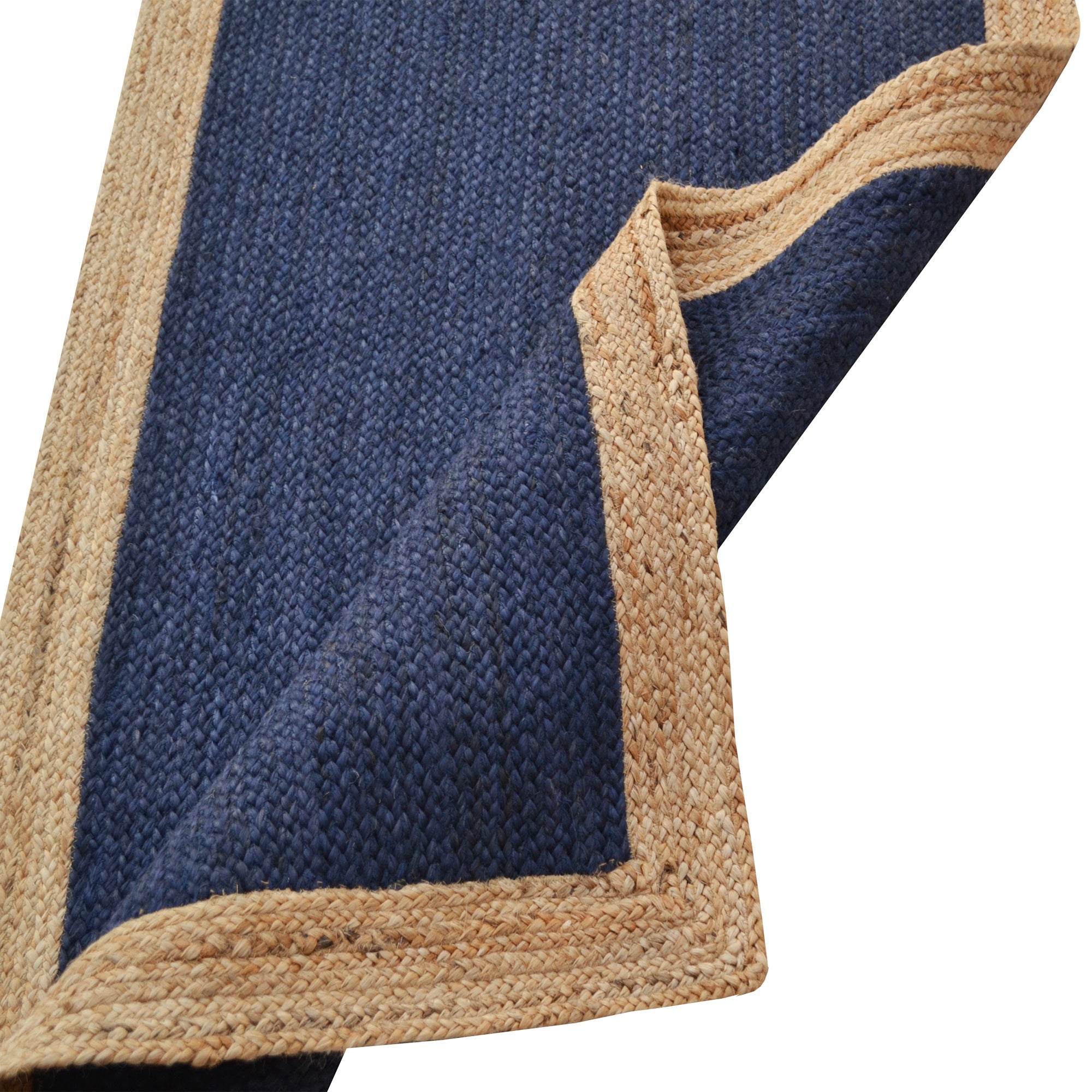 Handwoven Border Jute Rug-1147-Natural/Navy-80X150cm