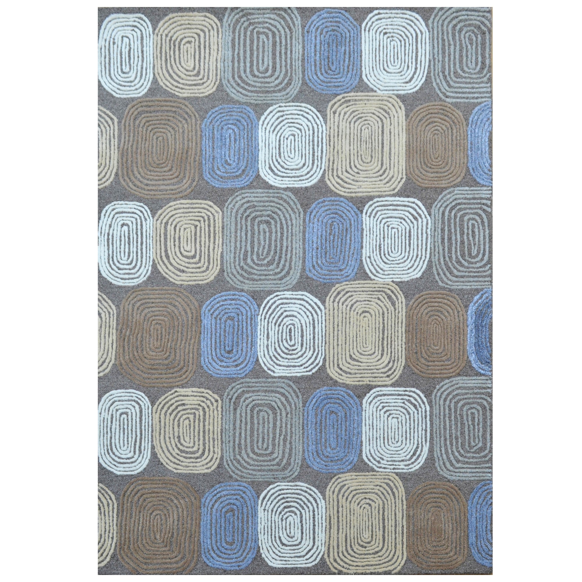 Handmade Brook Wool Rug-6366-Brown Multi-110X160cm