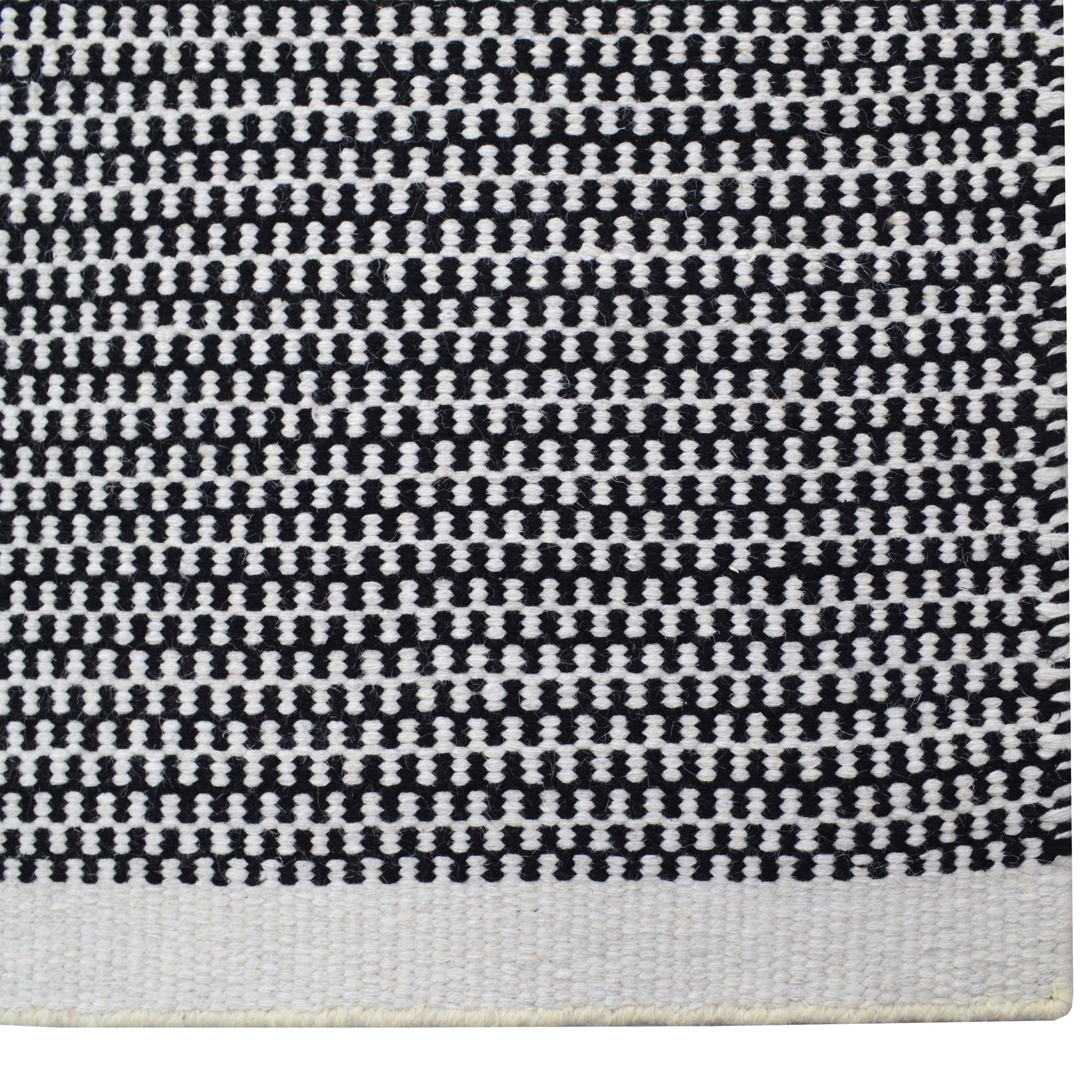Handwoven Scandi Wool Rug- 6443- Black/White-80x150cm