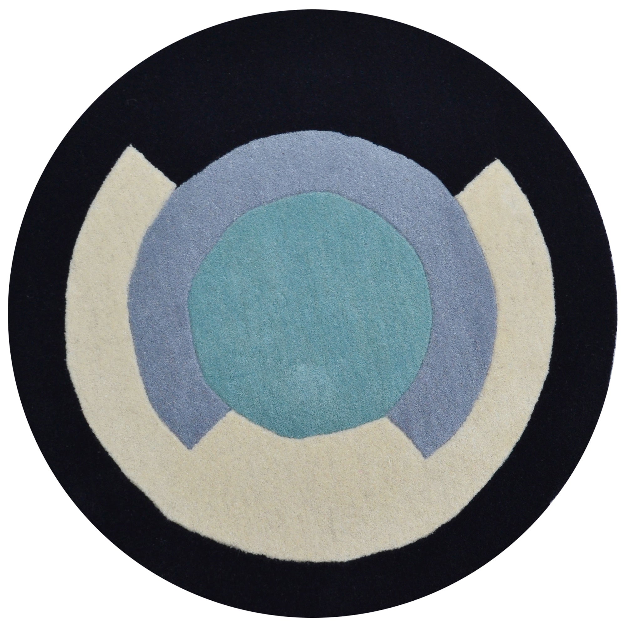 Handmade Woollen Round Rugs-Decotex 6398-Black Multi-100x100cm