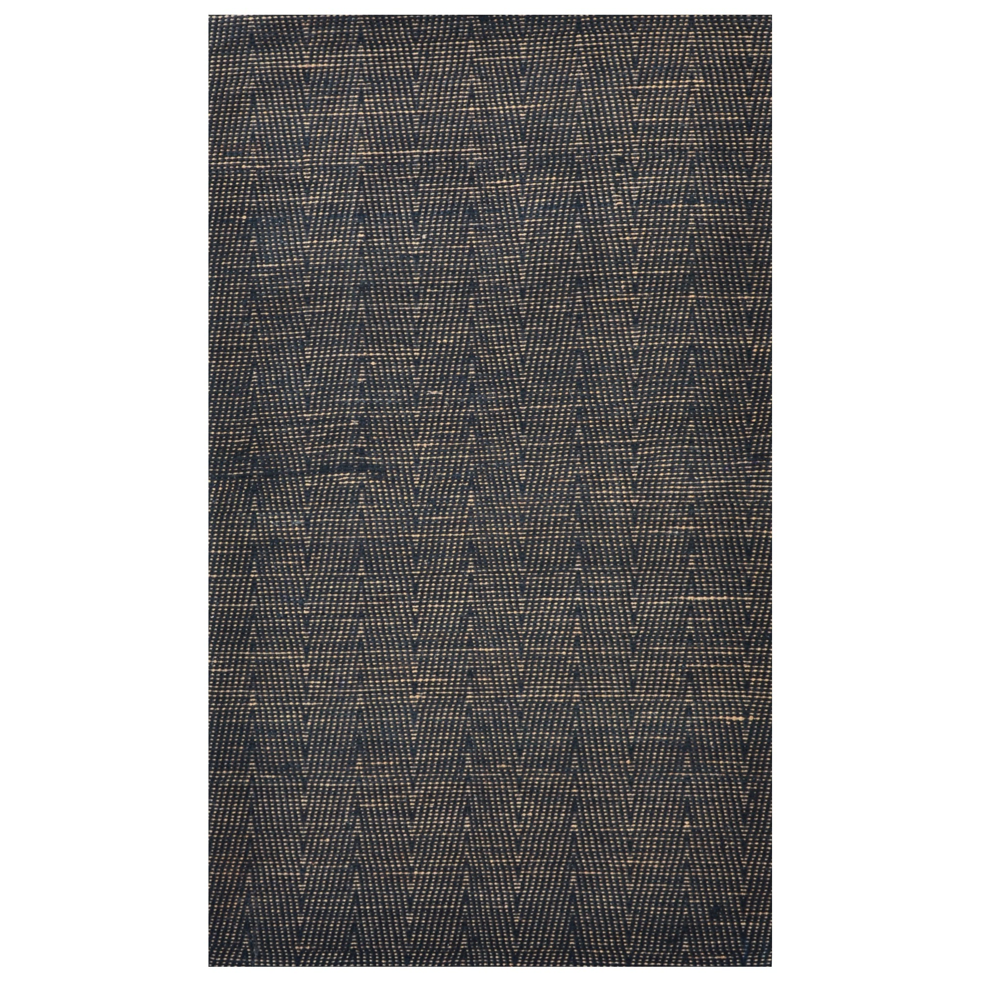 Handwoven Chevron Jute Rug-6419-Black/Natural-90x150cm