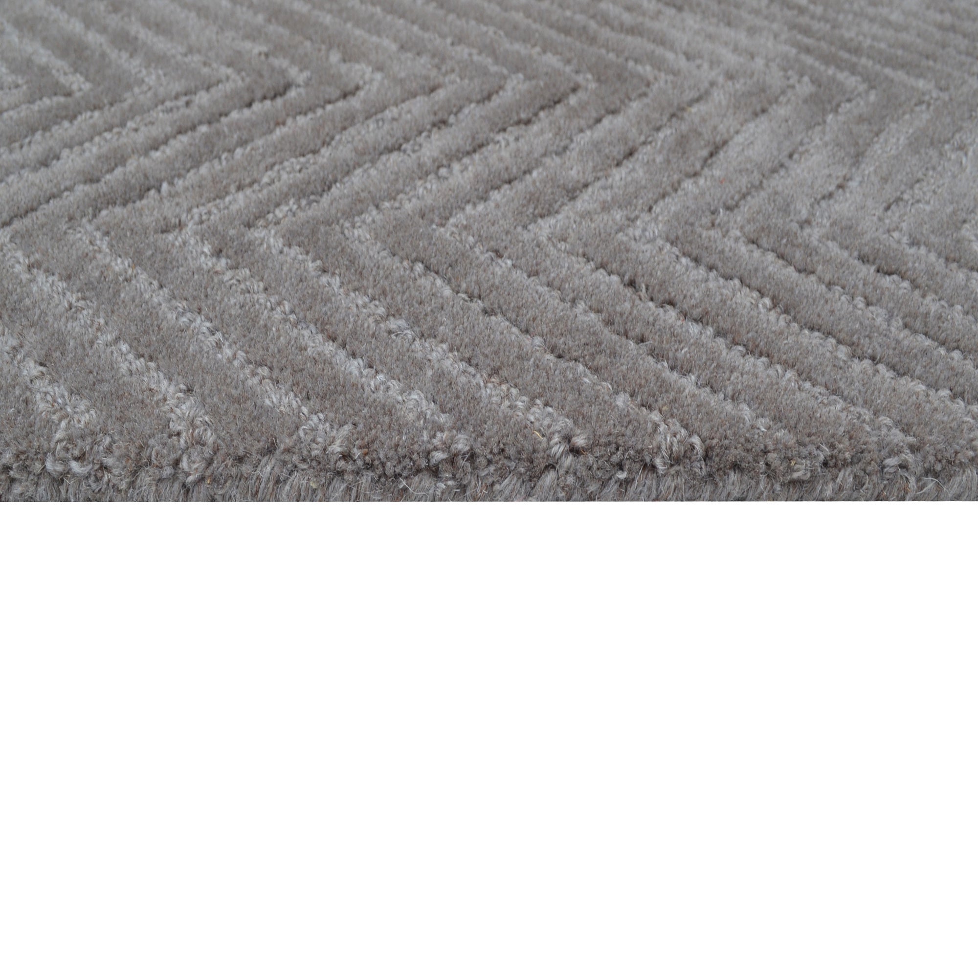Handmade Chevron Wool Rug- 6439- Soft Stone-60x90cm