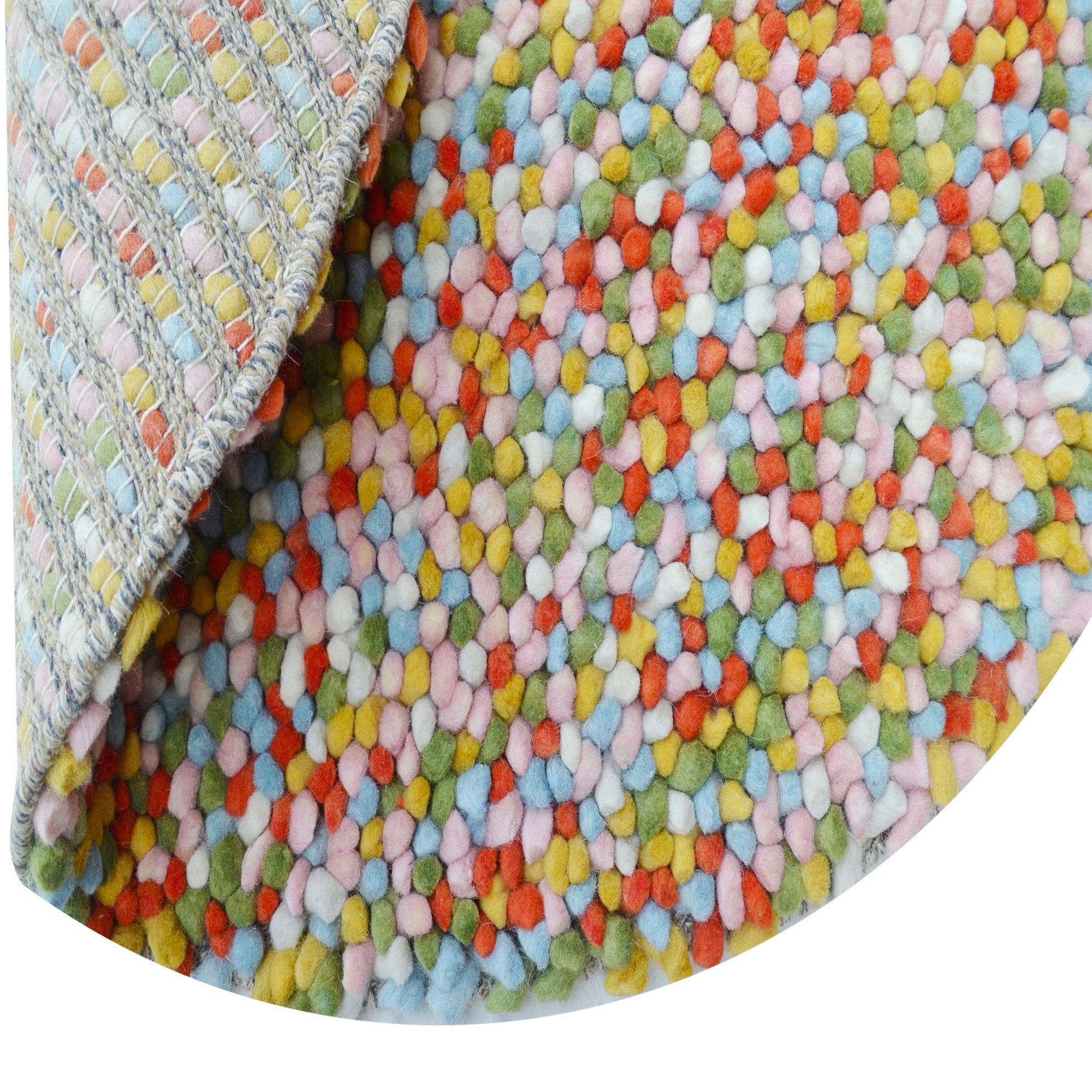 Handwoven Trendy Wool Rug-Jelly Bean-Pink Multi-120x120cm