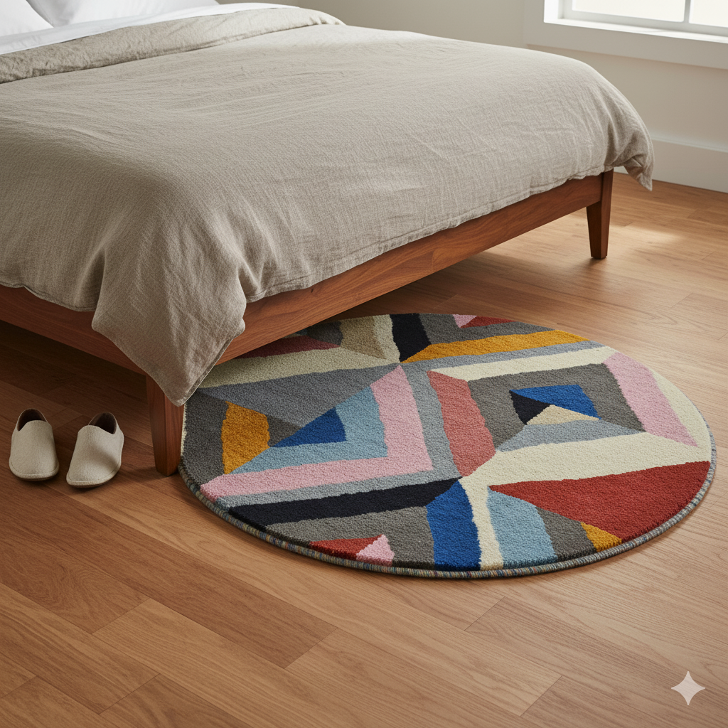 Handmade Woollen Round Rugs-Decotex 6440-Multi-100x100cm