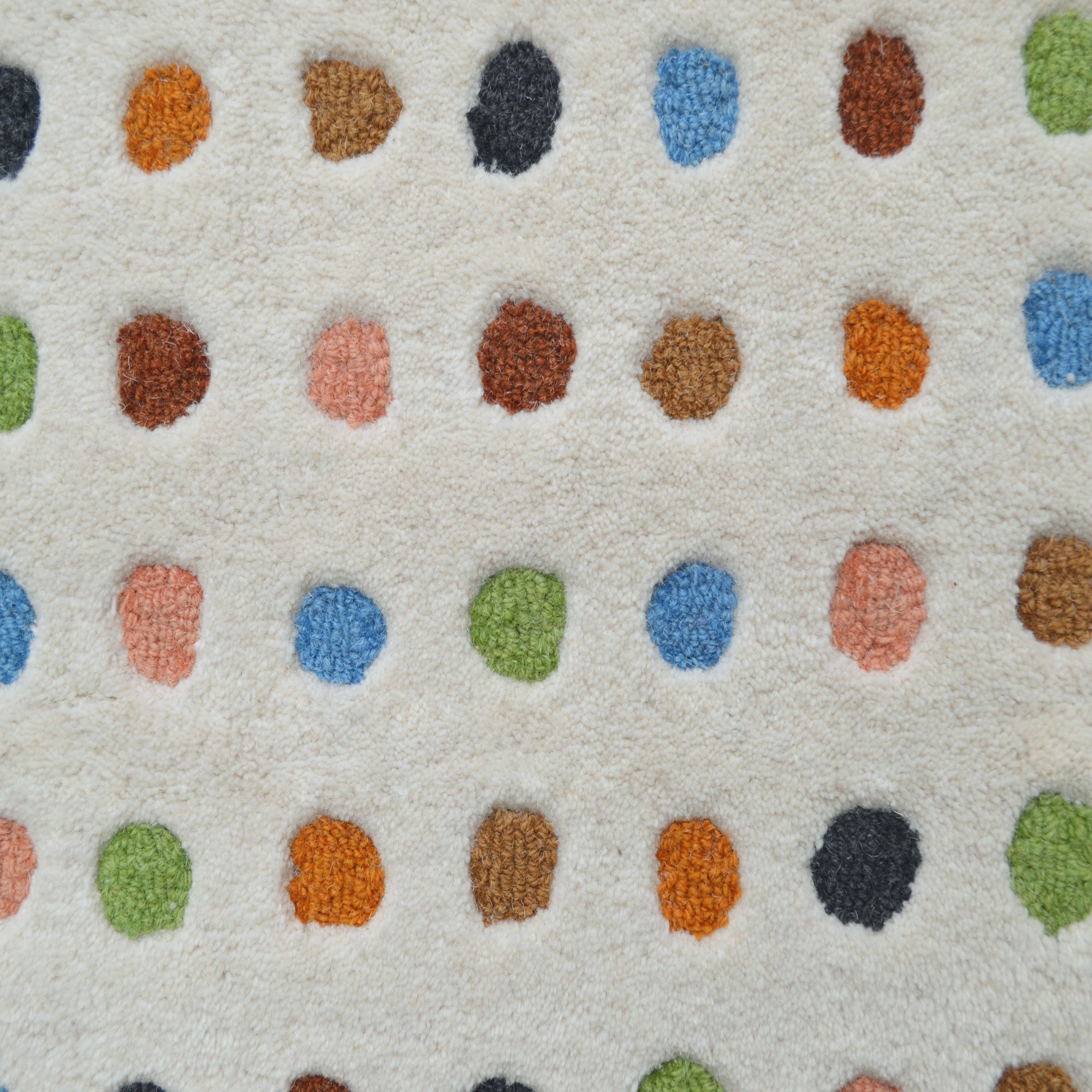 Handtufted Wool Rug-Dot 6449-Ivory/Multi-80X150cm