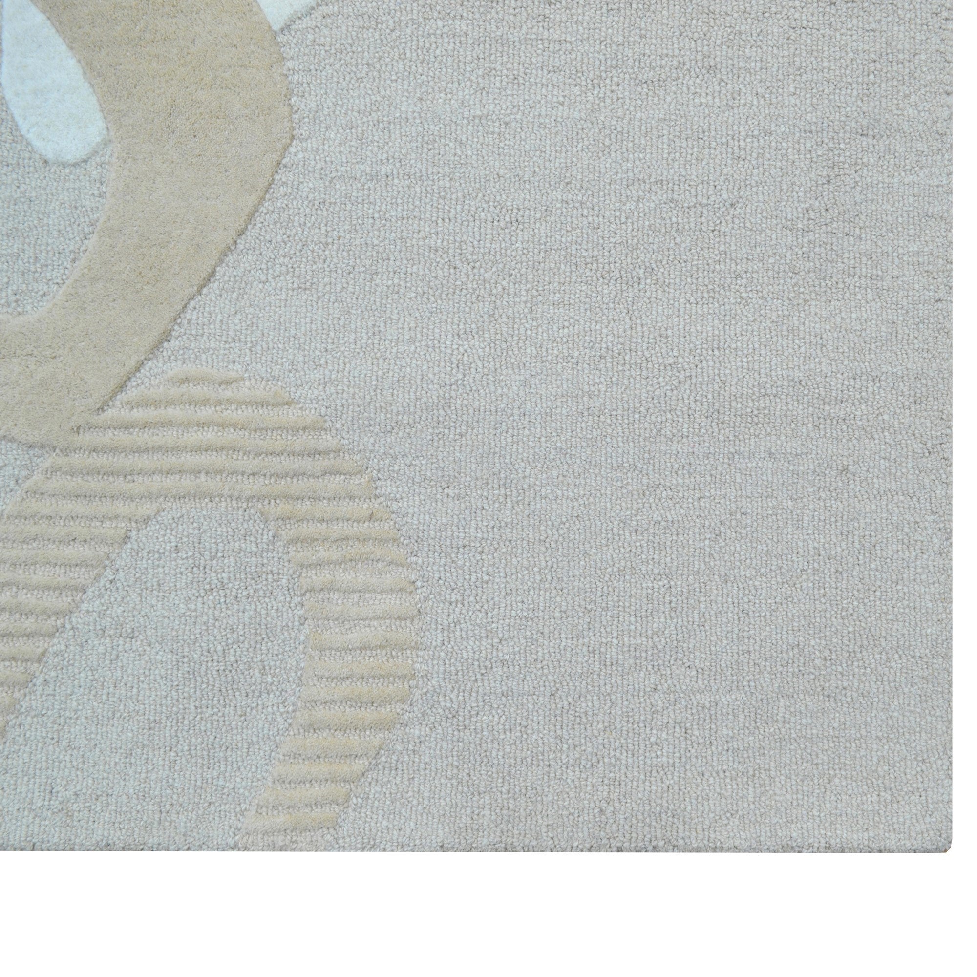 Handmade Contemporary Wool Rug-6431-BEIGE/IVORY-110x160cm