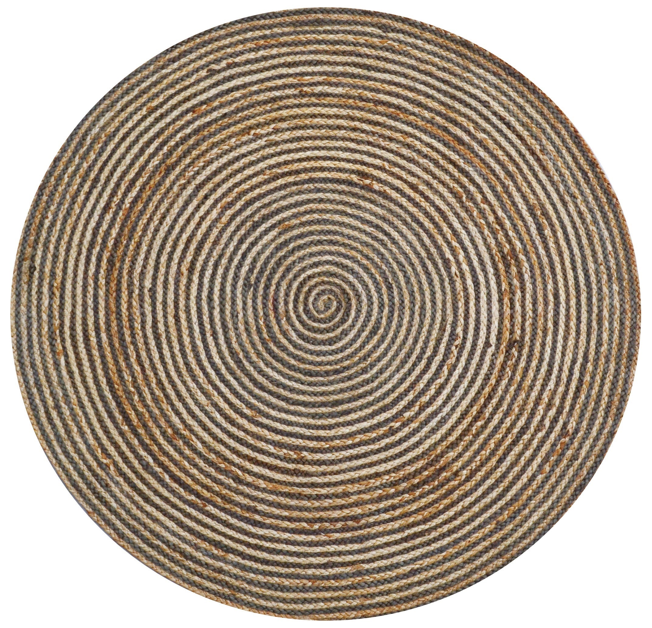 Handwoven Round Jute Rug-Spiral 6009-Natural/Heena-120x120cm