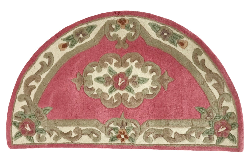Traditional Handmade Wool Rug - Avalon - Pink - 120x120cm