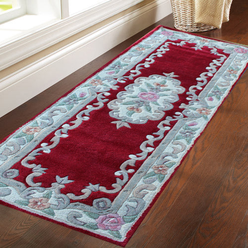 Traditional Handmade Wool Rug - Avalon - Red - 120x120cm