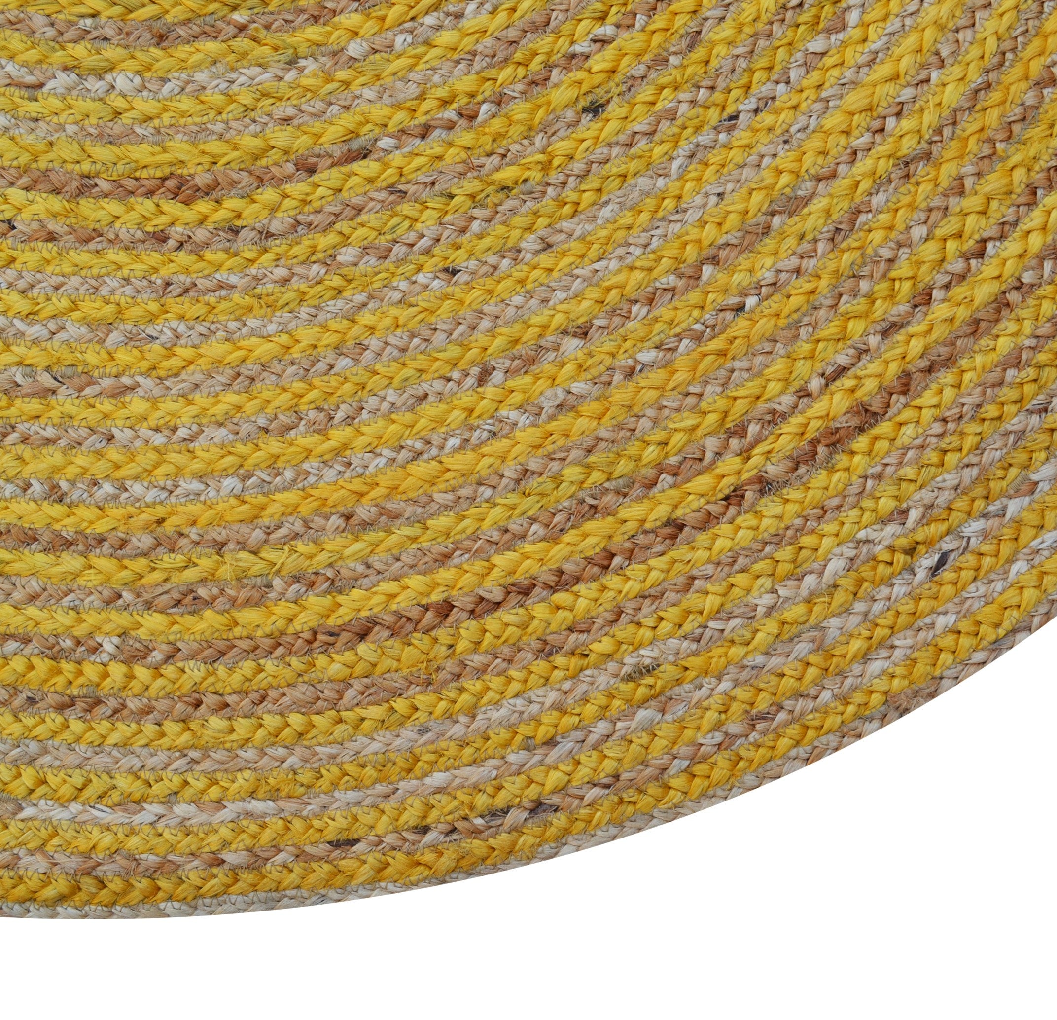 Handwoven Round Jute Rug-Spiral 6009-Natural/Gold-120x120cm