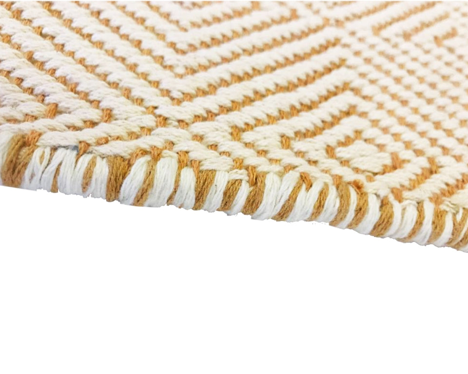 Trendy Cotton Rug - Diamond - Orange/White - 150x225cm