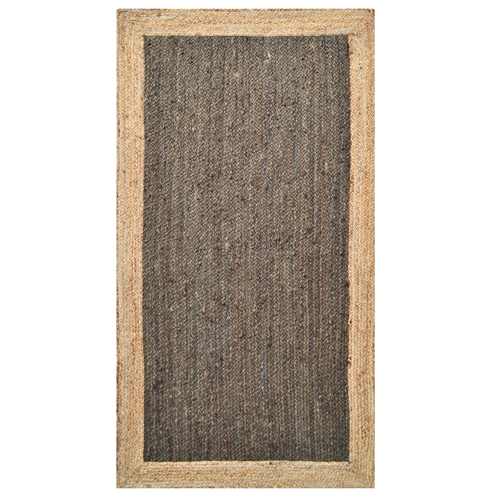 Handwoven Border Jute Rug-1147-Natural/Heena-80x150cm
