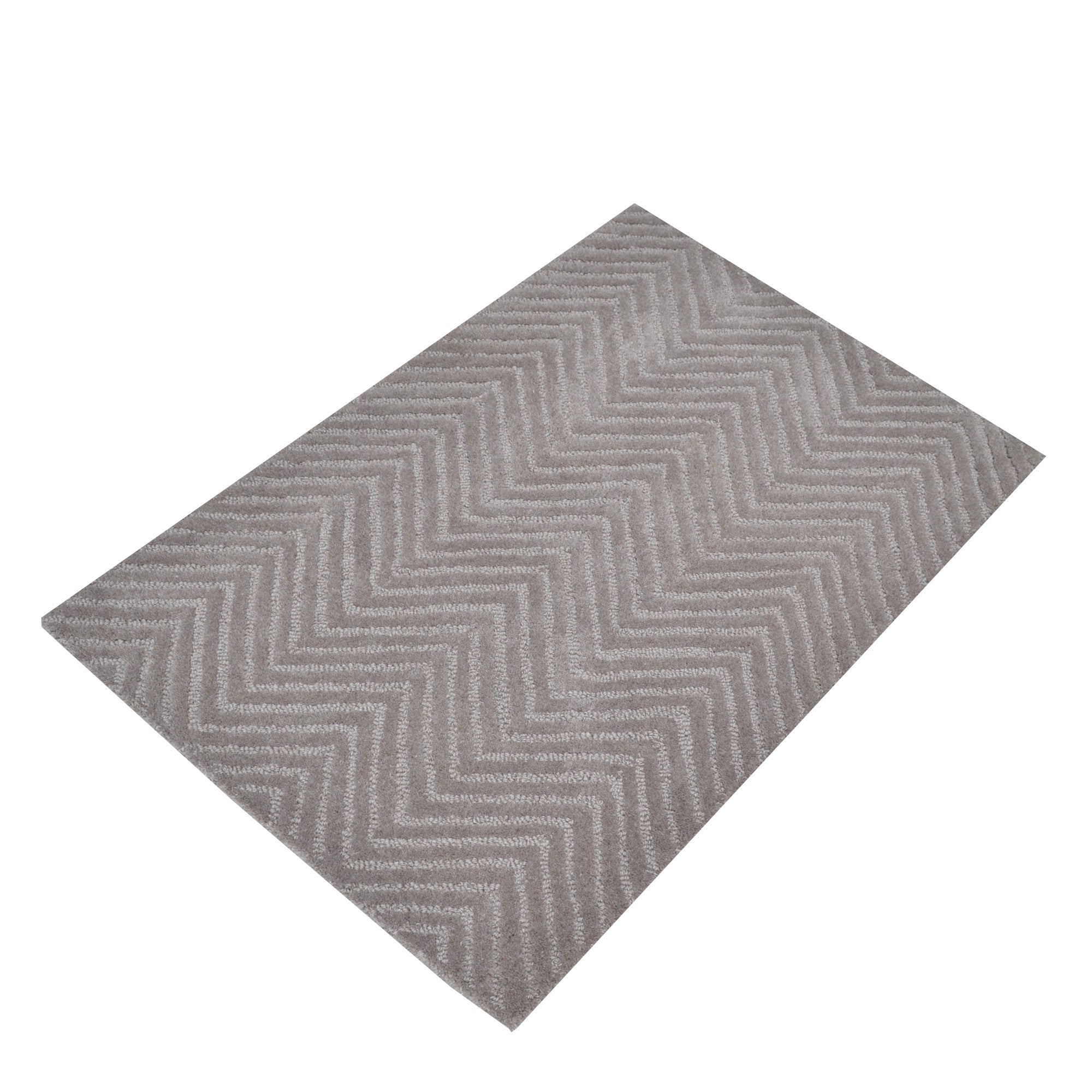 Handmade Chevron Wool Rug- 6439- Soft Stone-60x90cm