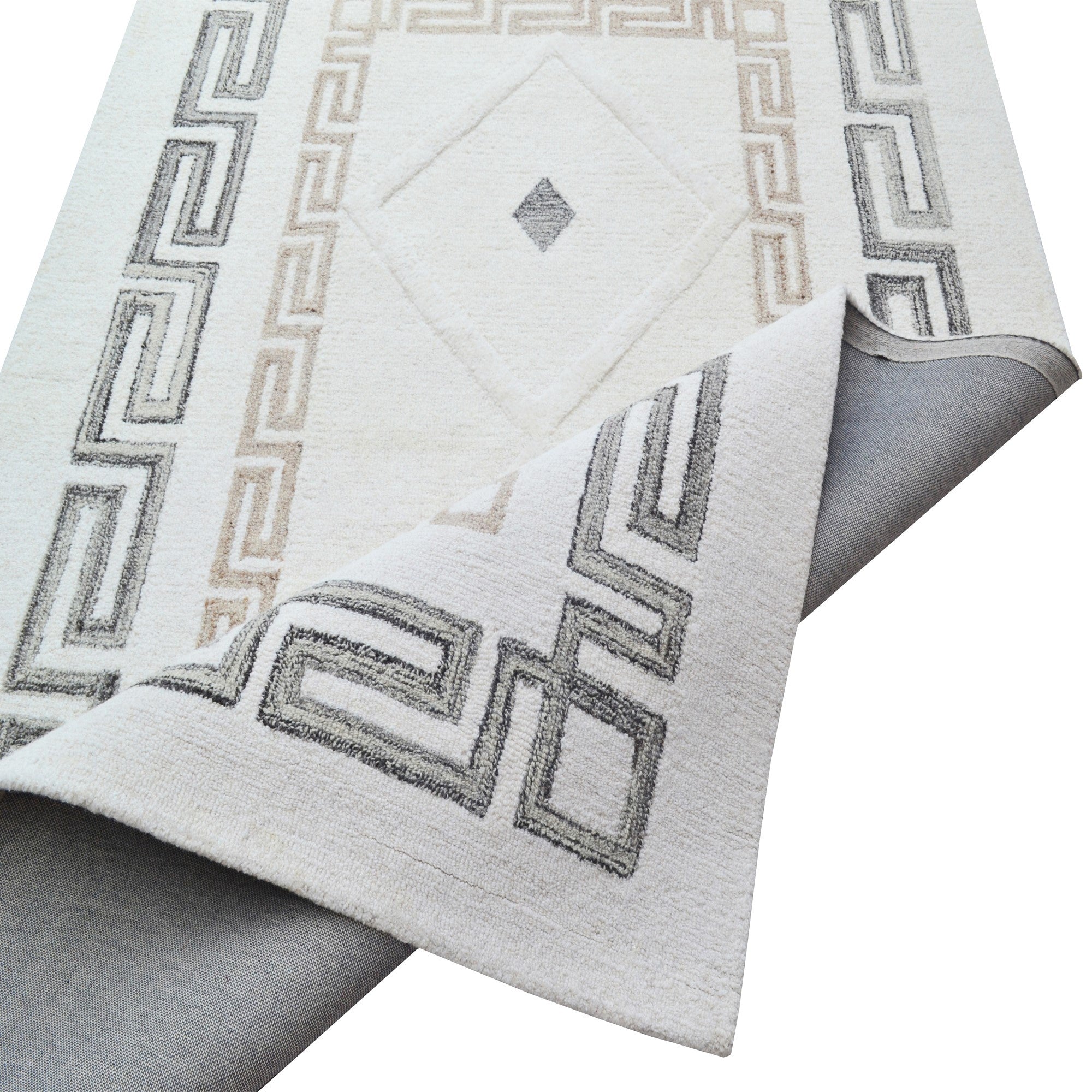 Handmade Alstone Wool Rug- 6442- Ivory/Multi-110x160cm