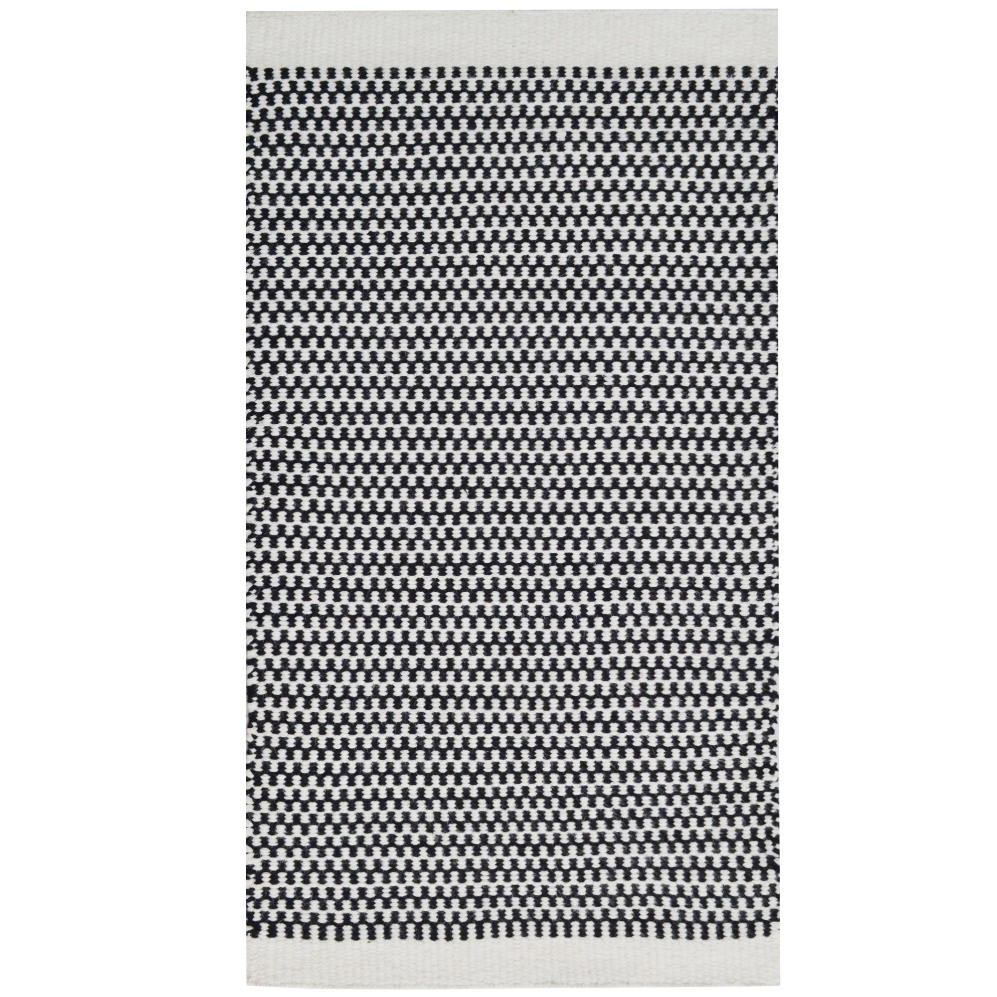 Handwoven Scandi Wool Rug- 6443- Black/White-80x150cm