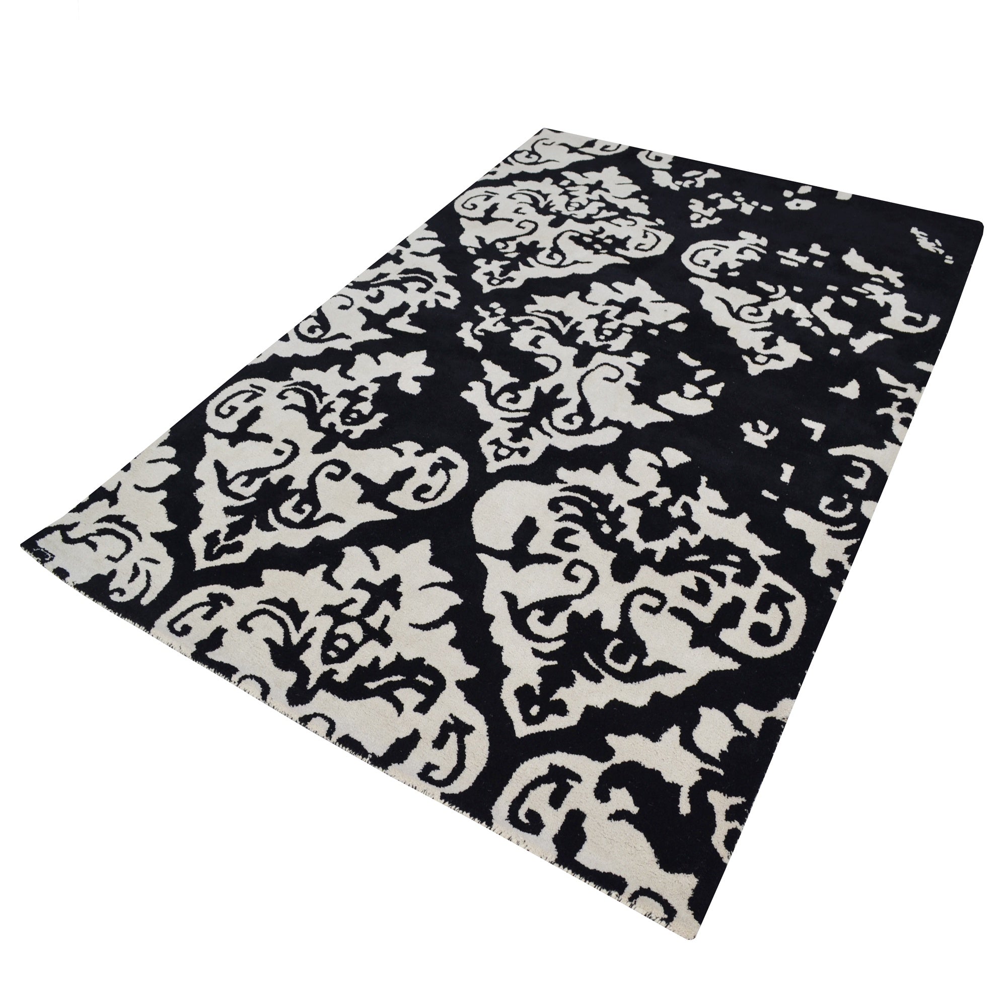 Designer Handmade Wool Rug - Erase 6420 - Black/Cream-160x230cm