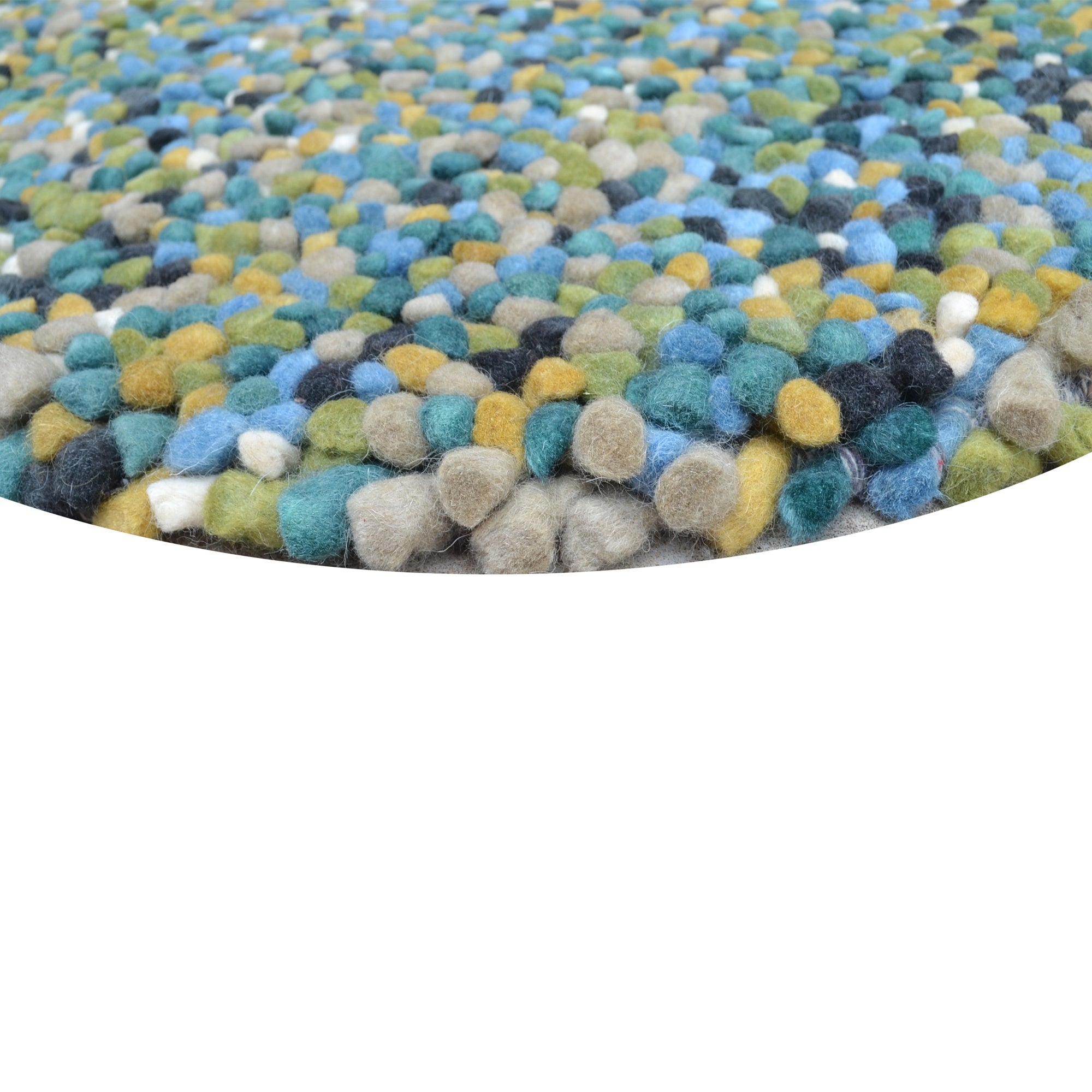 Handwoven Trendy Wool Rug-Jelly Bean-Aqua Multi-120x120cm