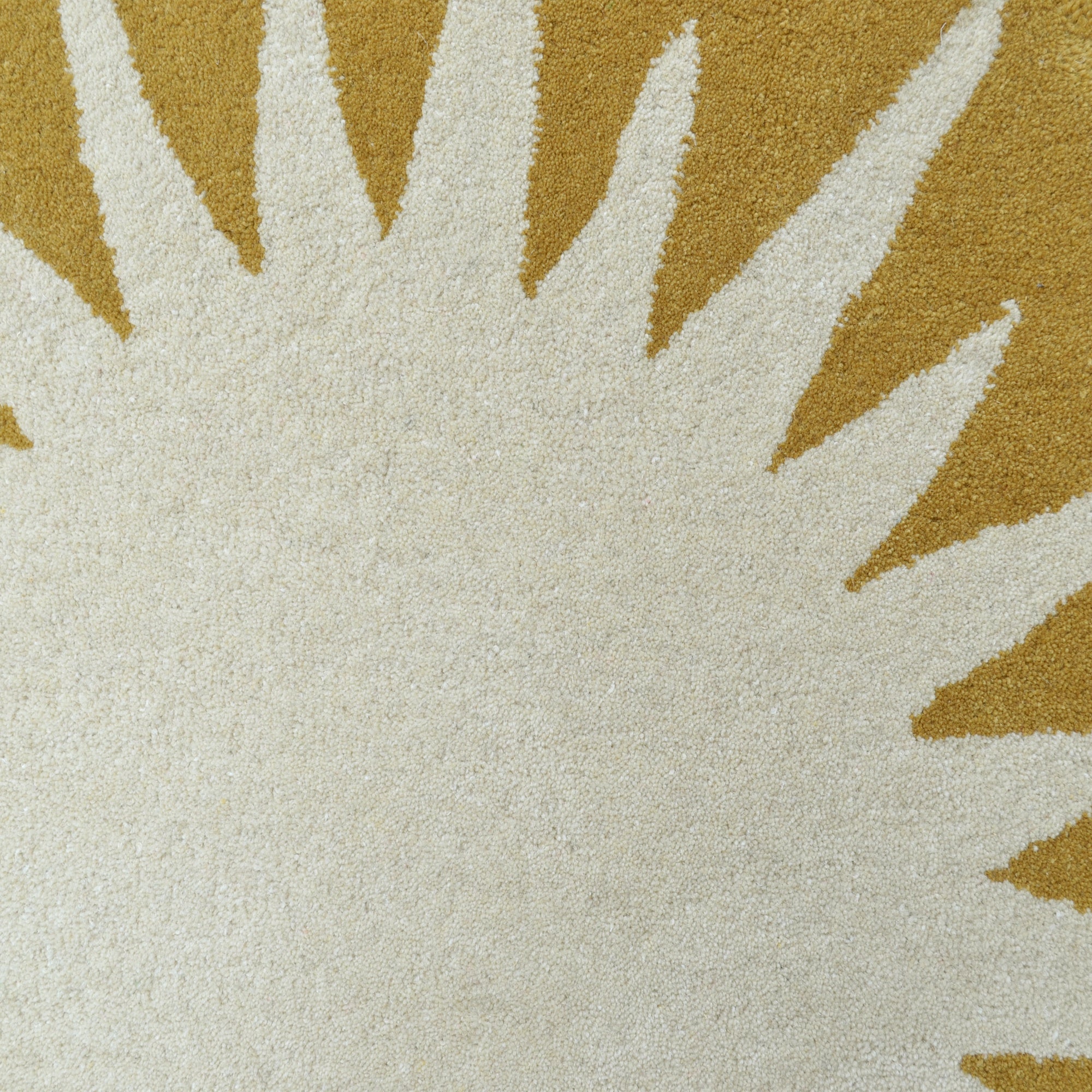 Handmade Round Wool Rug- Transit 6329-Cream Mustard Yellow-100x100cm