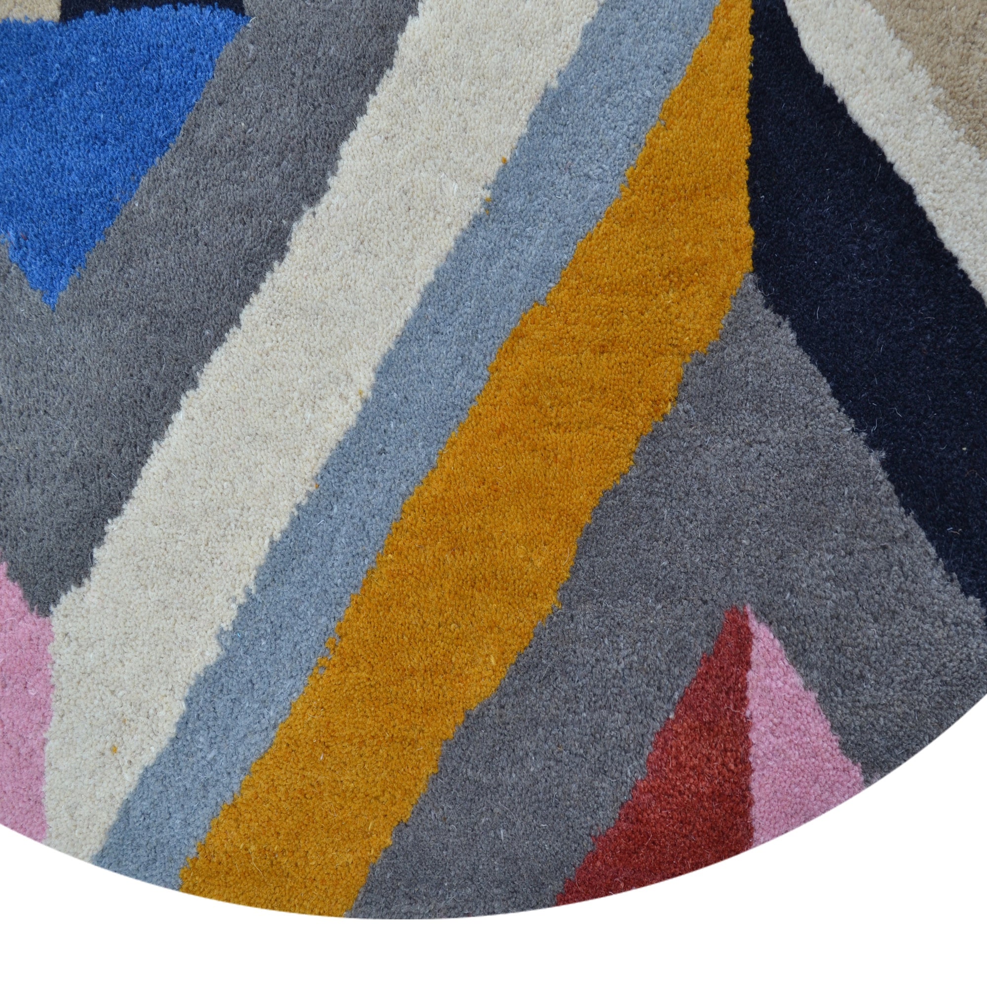 Handmade Woollen Round Rugs-Decotex 6440-Multi-100x100cm