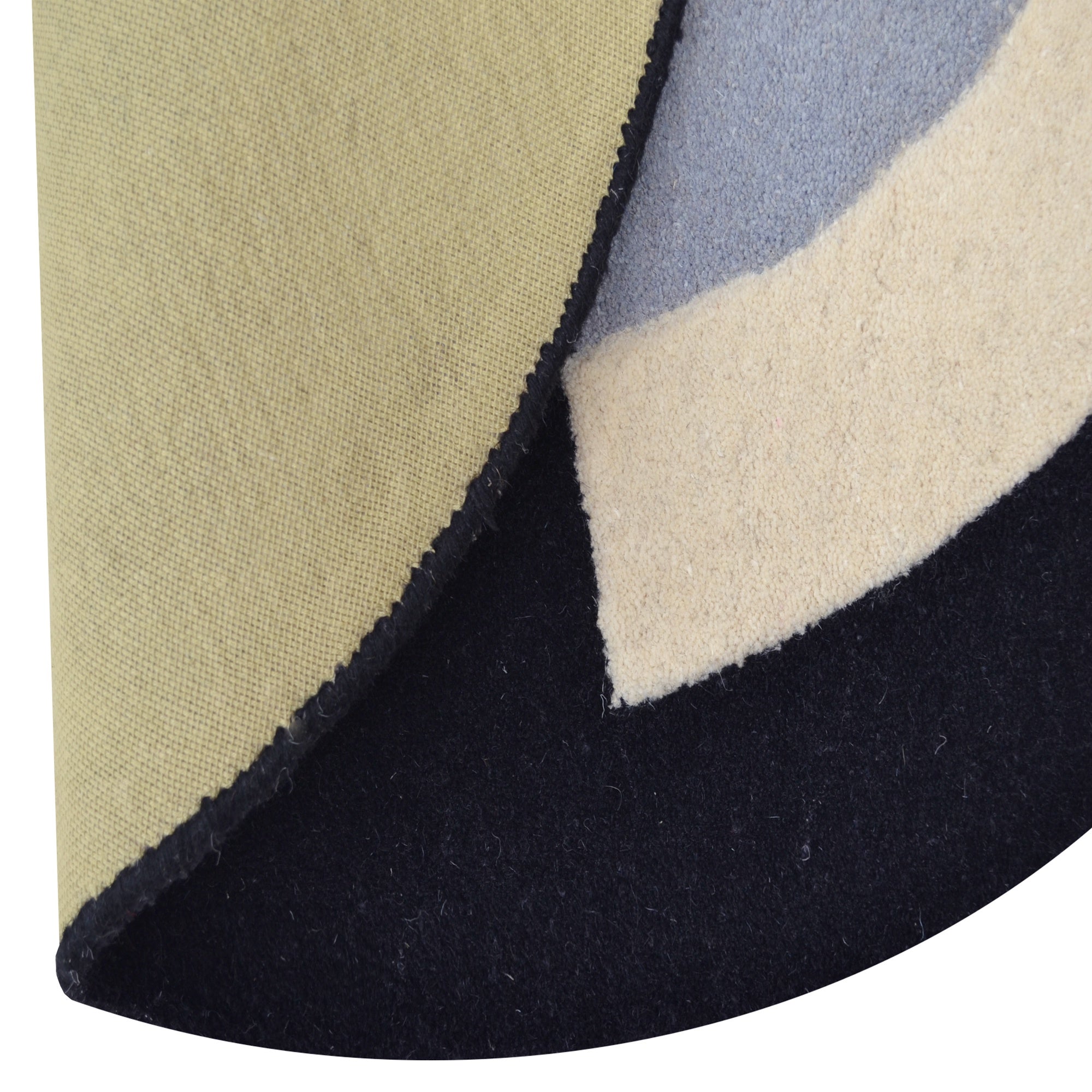 Handmade Woollen Round Rugs-Decotex 6398-Black Multi-100x100cm