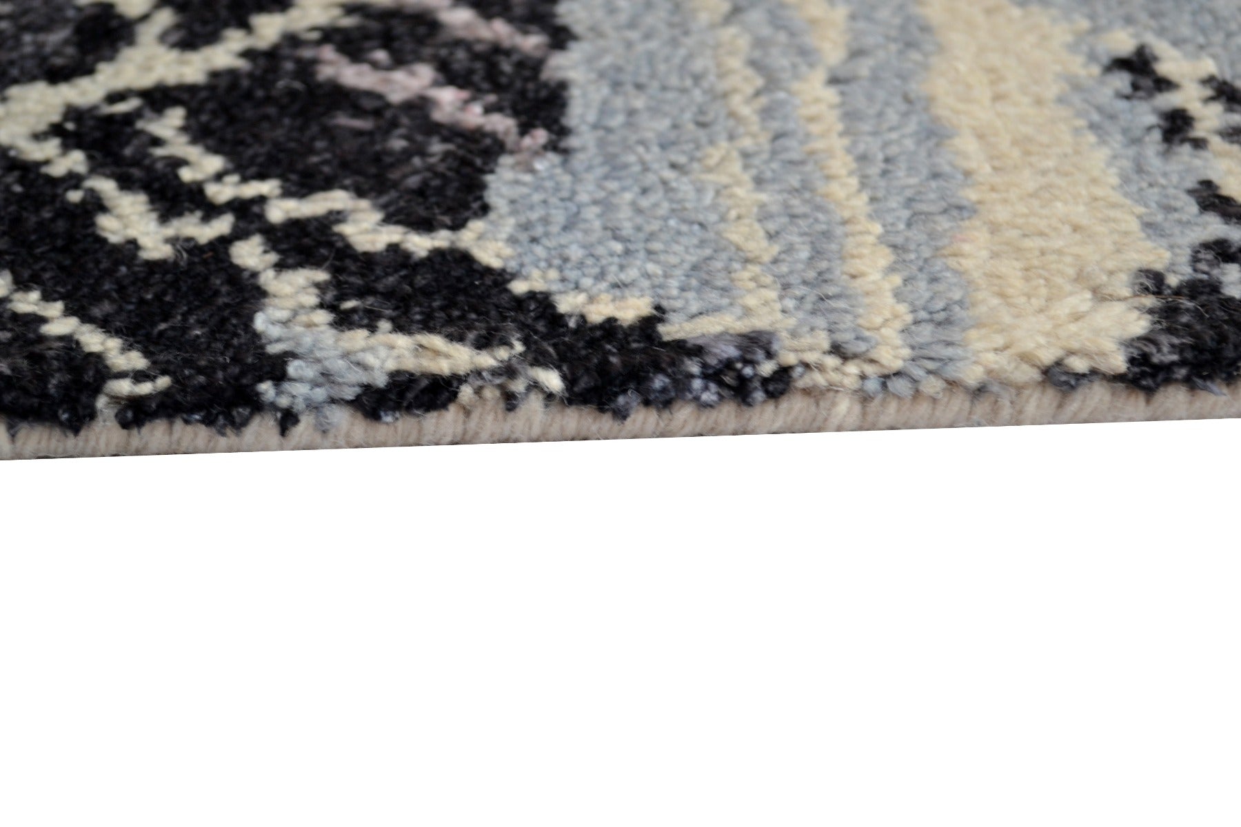 Handknotted Abstract Bamboo Silk and Wool Rug - 002 - Beige Multi - 244x322cm