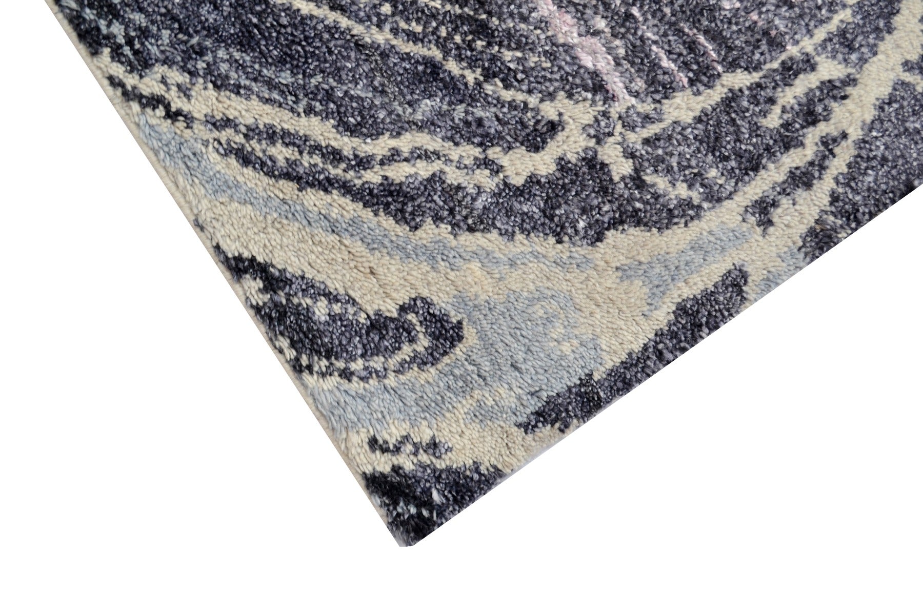 Handknotted Abstract Bamboo Silk and Wool Rug - 002 - Beige Multi - 244x322cm