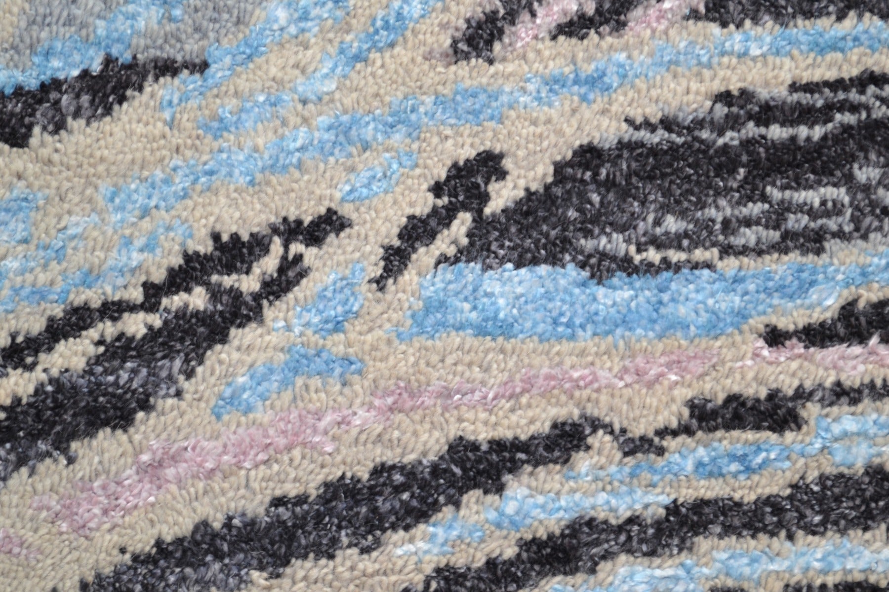 Handknotted Abstract Bamboo Silk and Wool Rug - 002 - Beige Multi - 244x322cm
