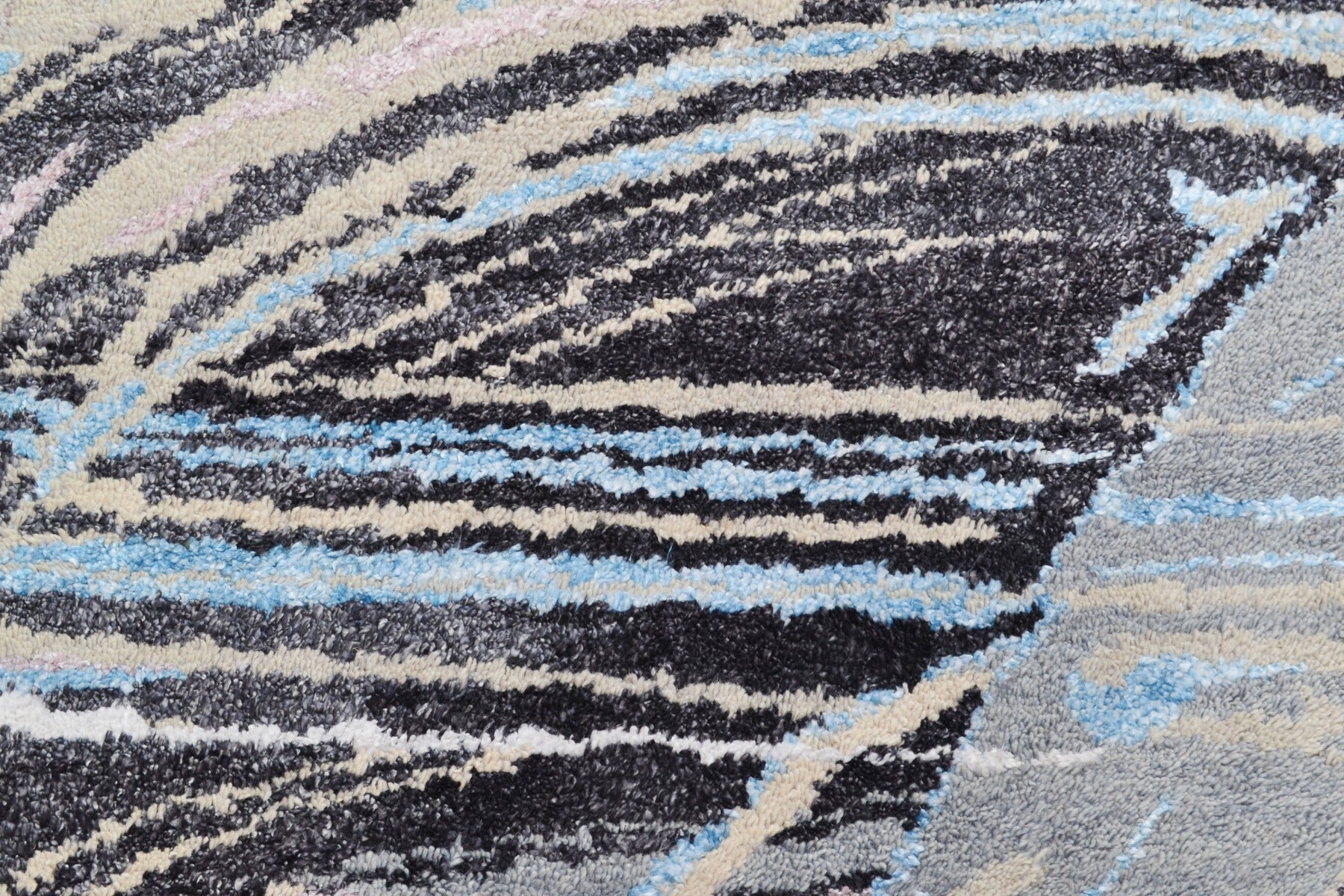 Handknotted Abstract Bamboo Silk and Wool Rug - 002 - Beige Multi - 244x322cm