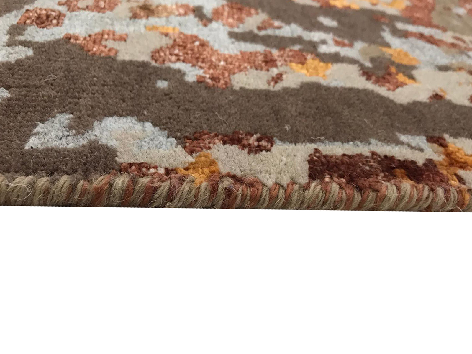 Handknotted Abstract Bamboo Silk and Wool Rug - 213 - Rust - 150x240cm
