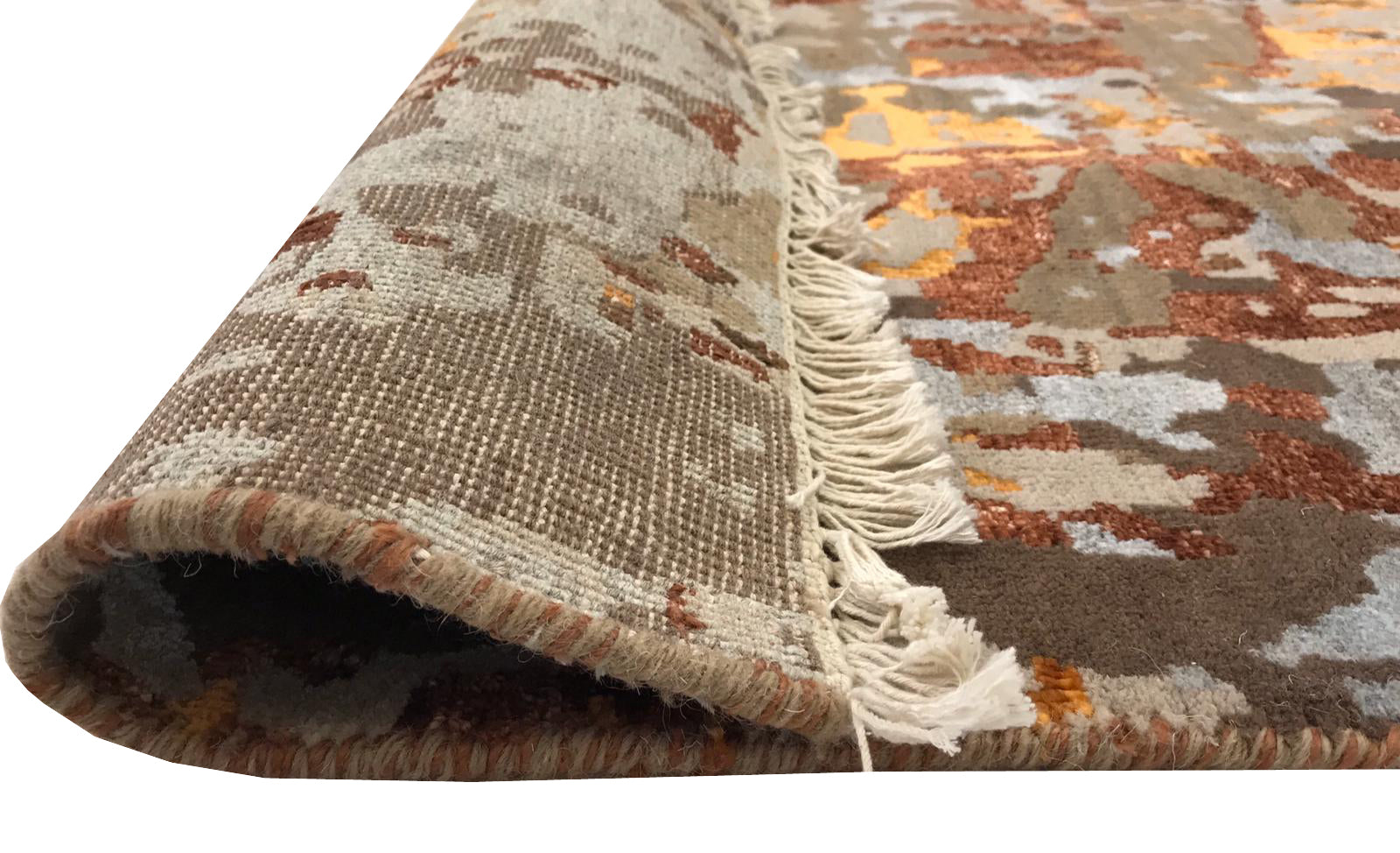 Handknotted Abstract Bamboo Silk and Wool Rug - 213 - Rust - 150x240cm