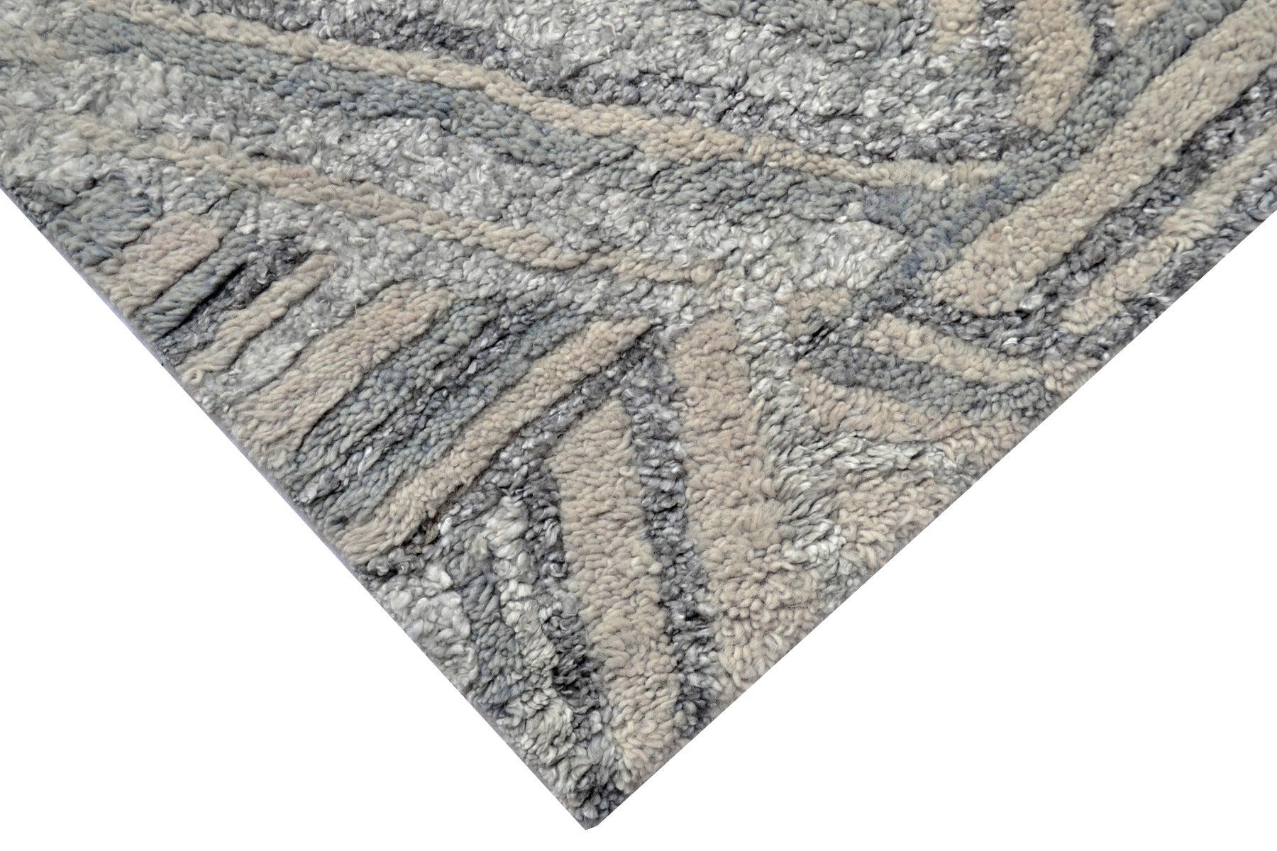 Handknotted Abstract Bamboo Silk and Wool Rug - 024 - Natural Grey - 242x303cm